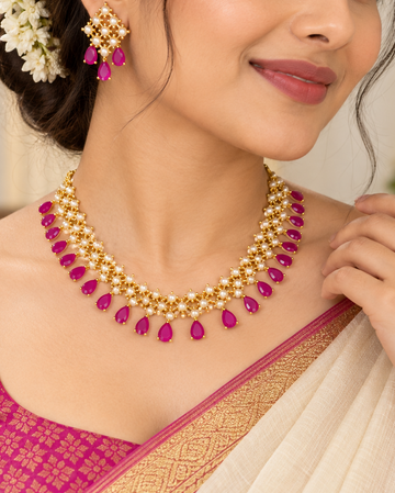 Pearl & Pink Necklace Set | GV669