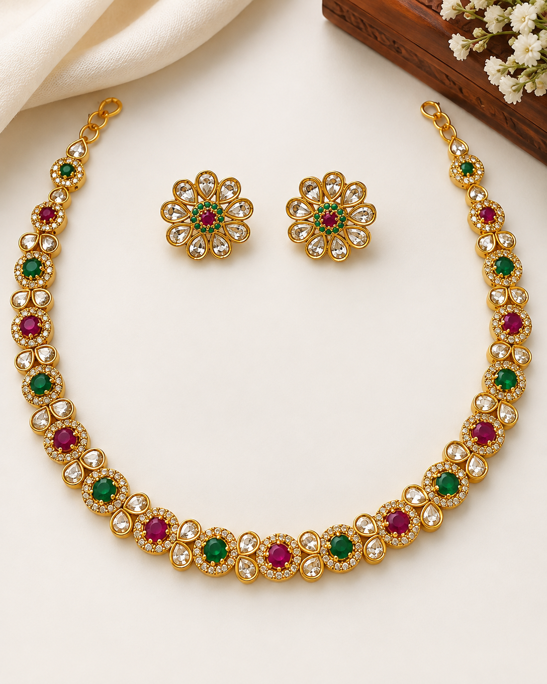 Ruby Emerald Necklace Set | GV859