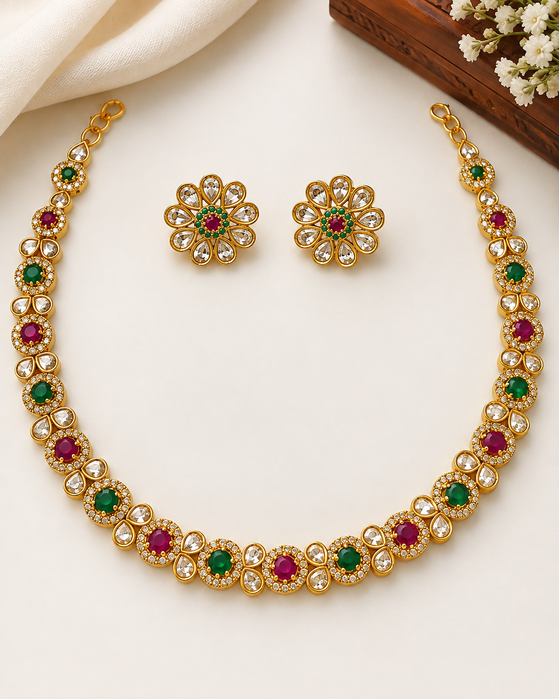 Ruby Emerald Necklace Set | GV859