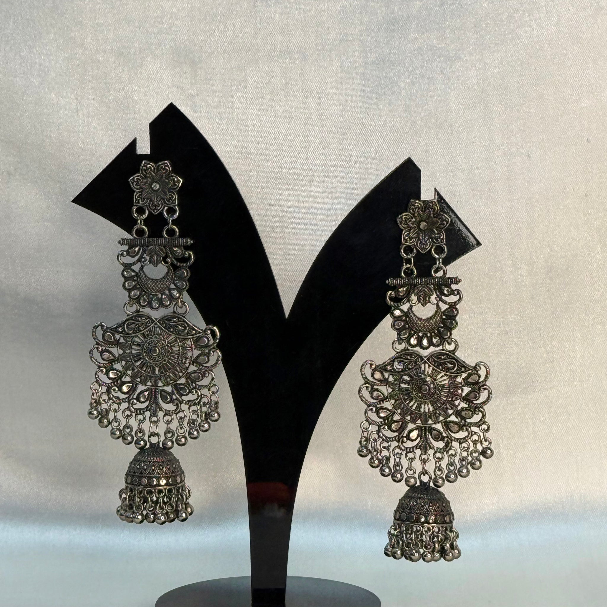Antique Oxidised Jhumka Chandbali