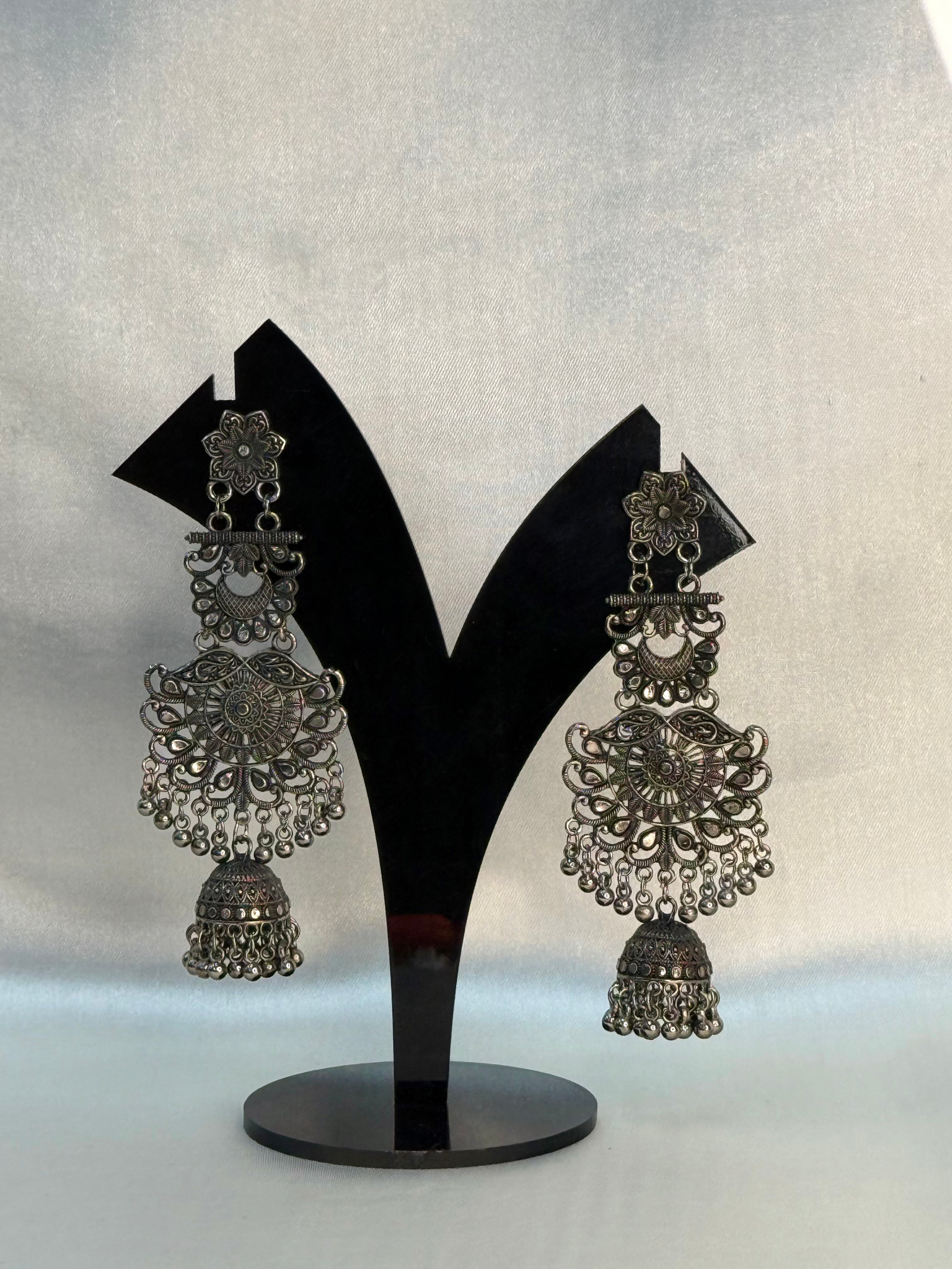 Antique Oxidised Jhumka Chandbali