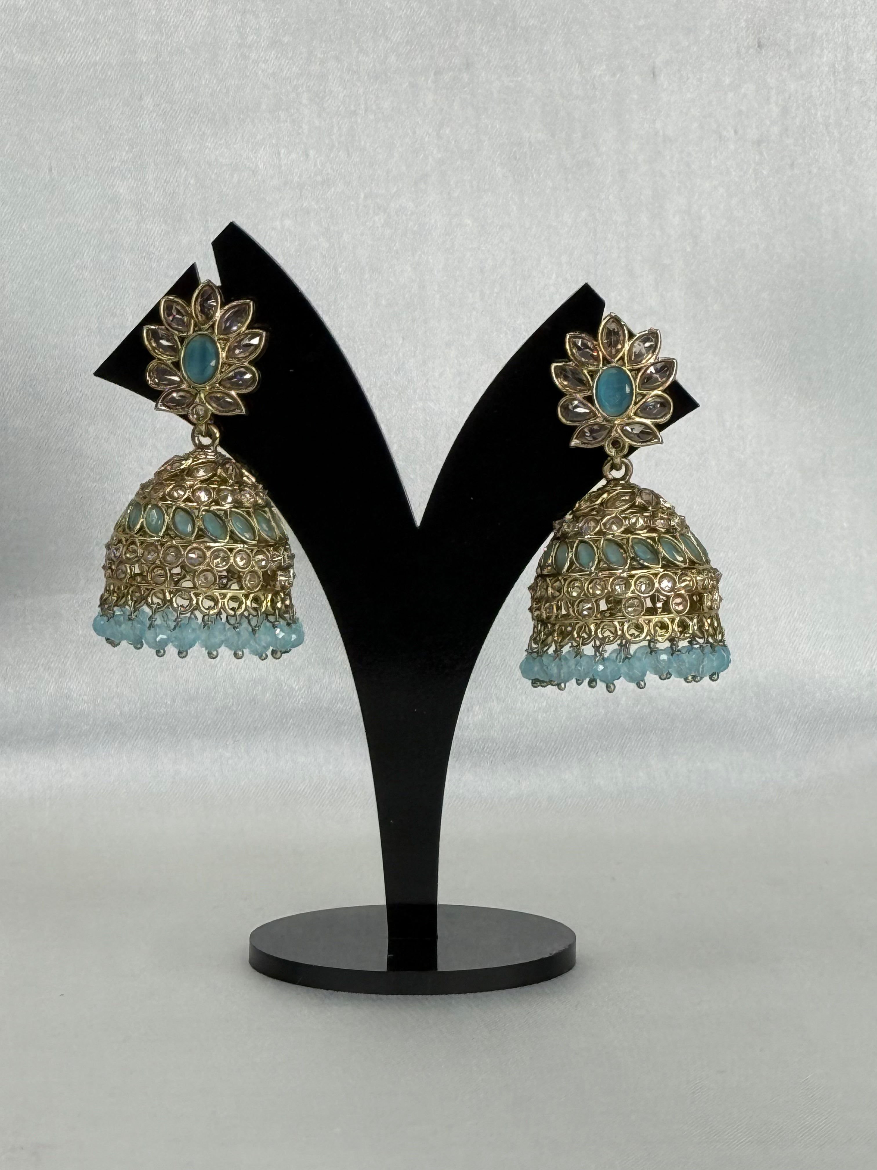 Aqua Blue Jhumkas