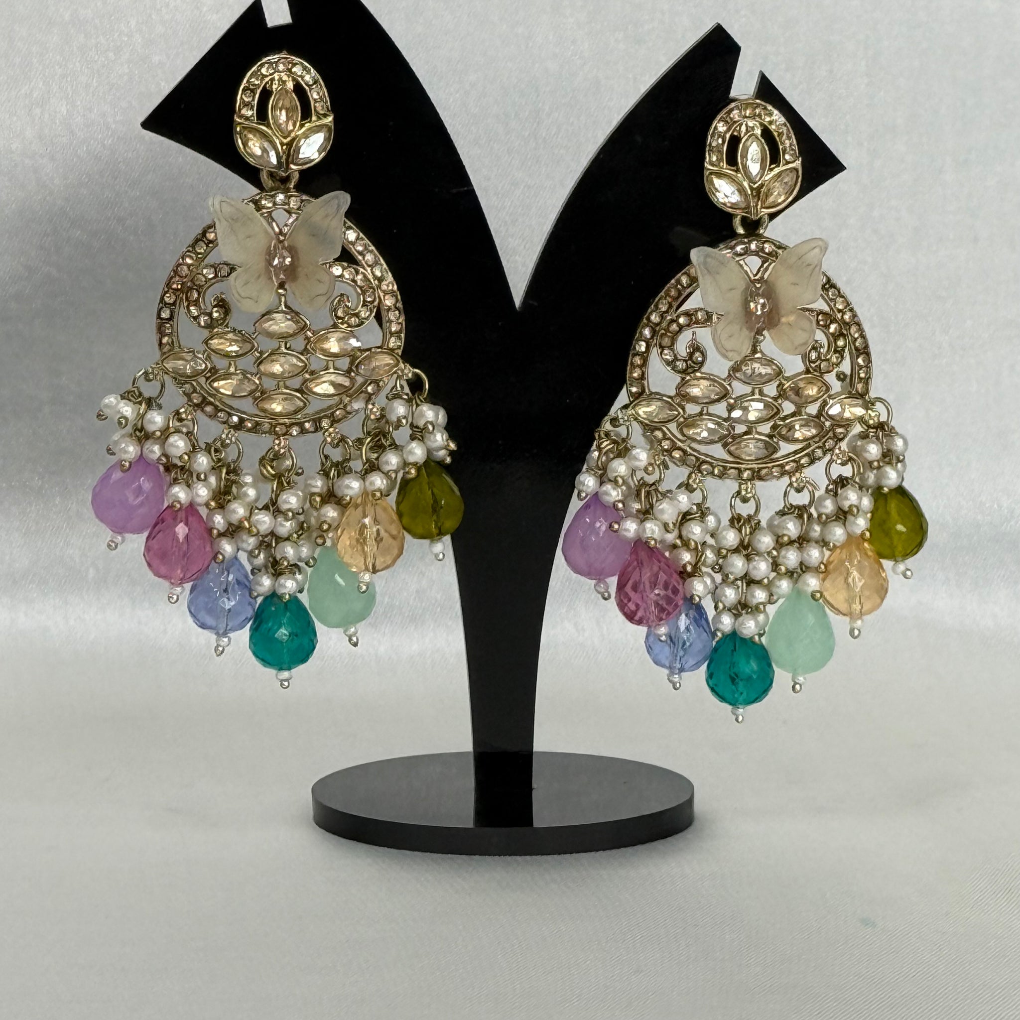 Butterfly Multicolor Chandbali Earrings