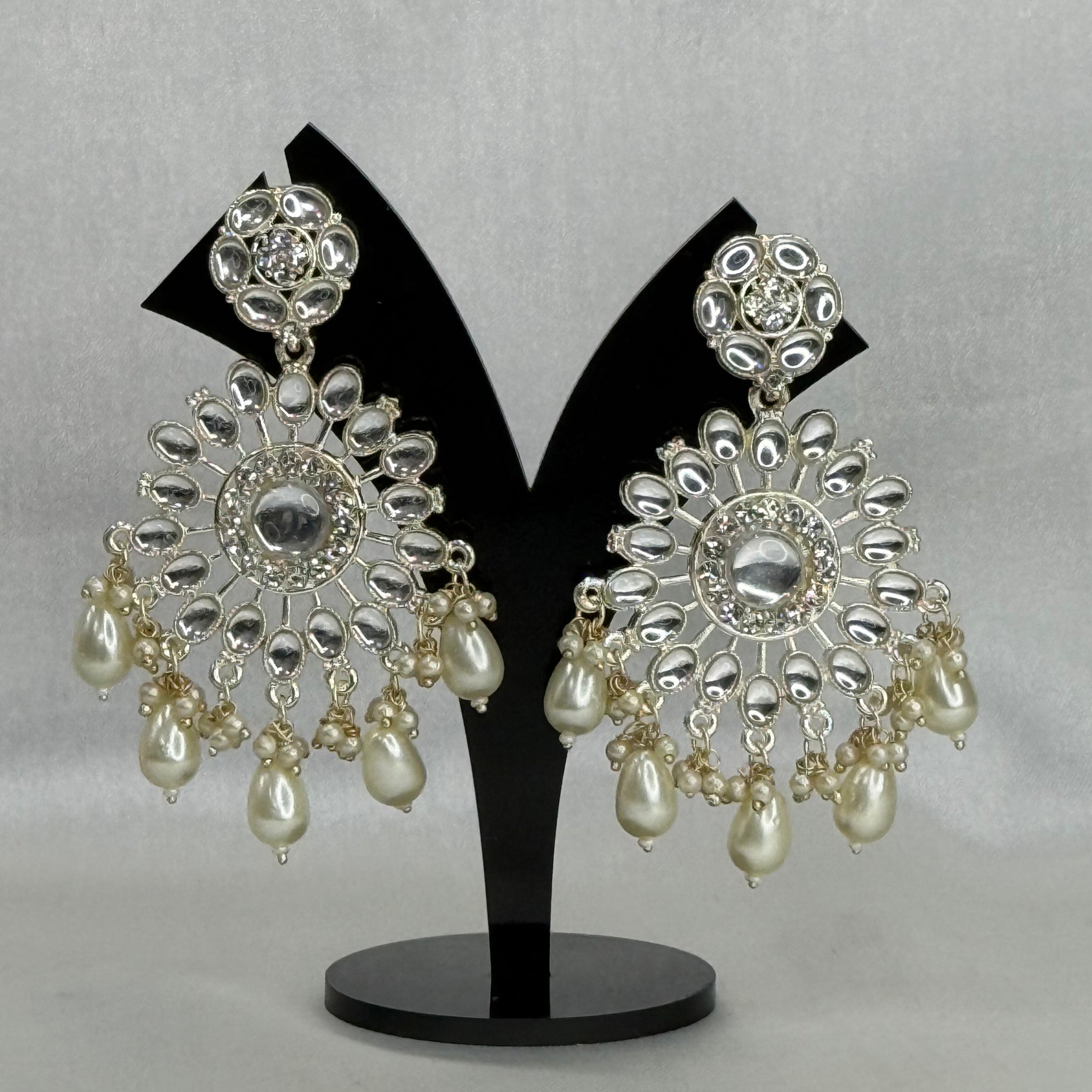 Pearl Drop Kundan Chandbali Earrings