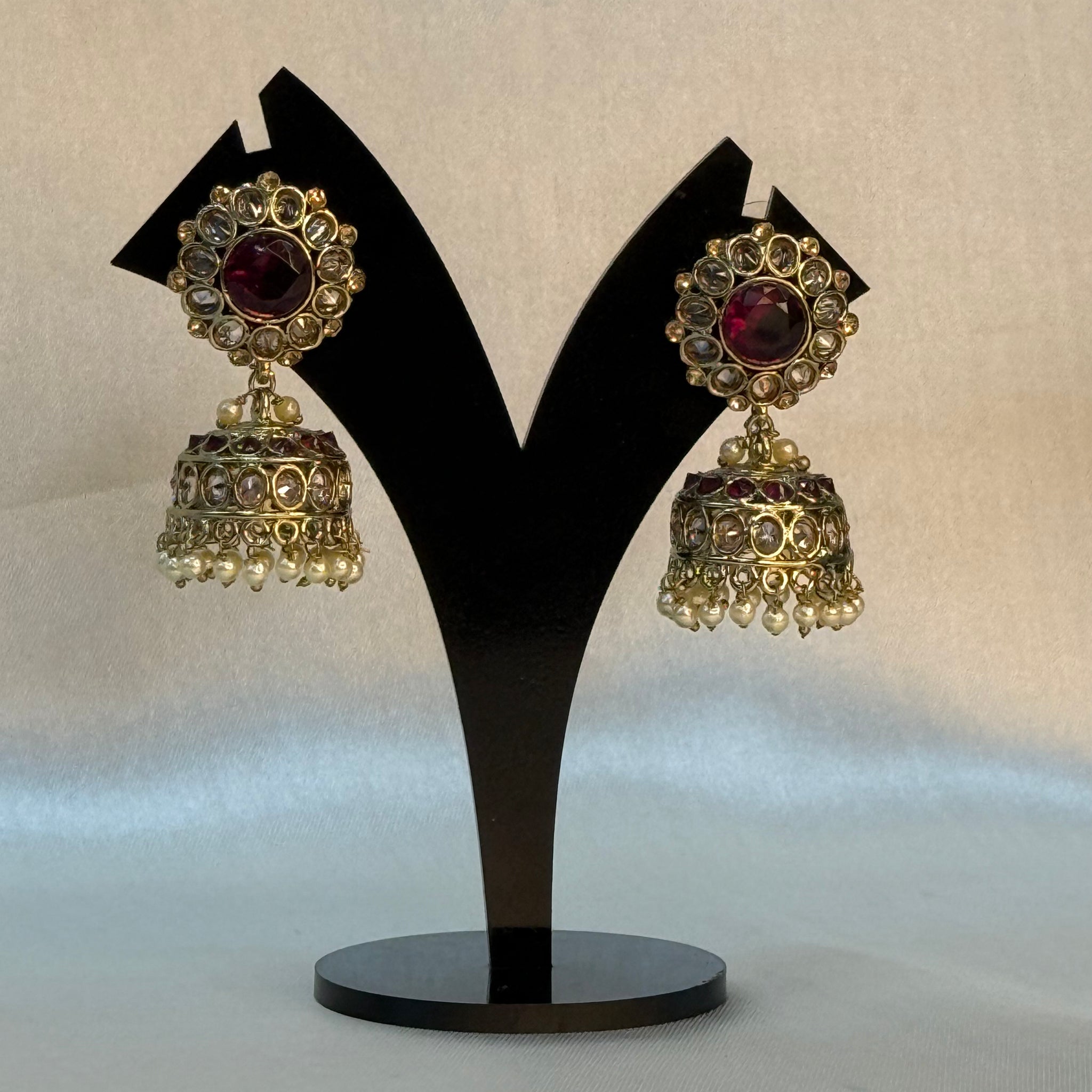 Wine Polki Jhumkas