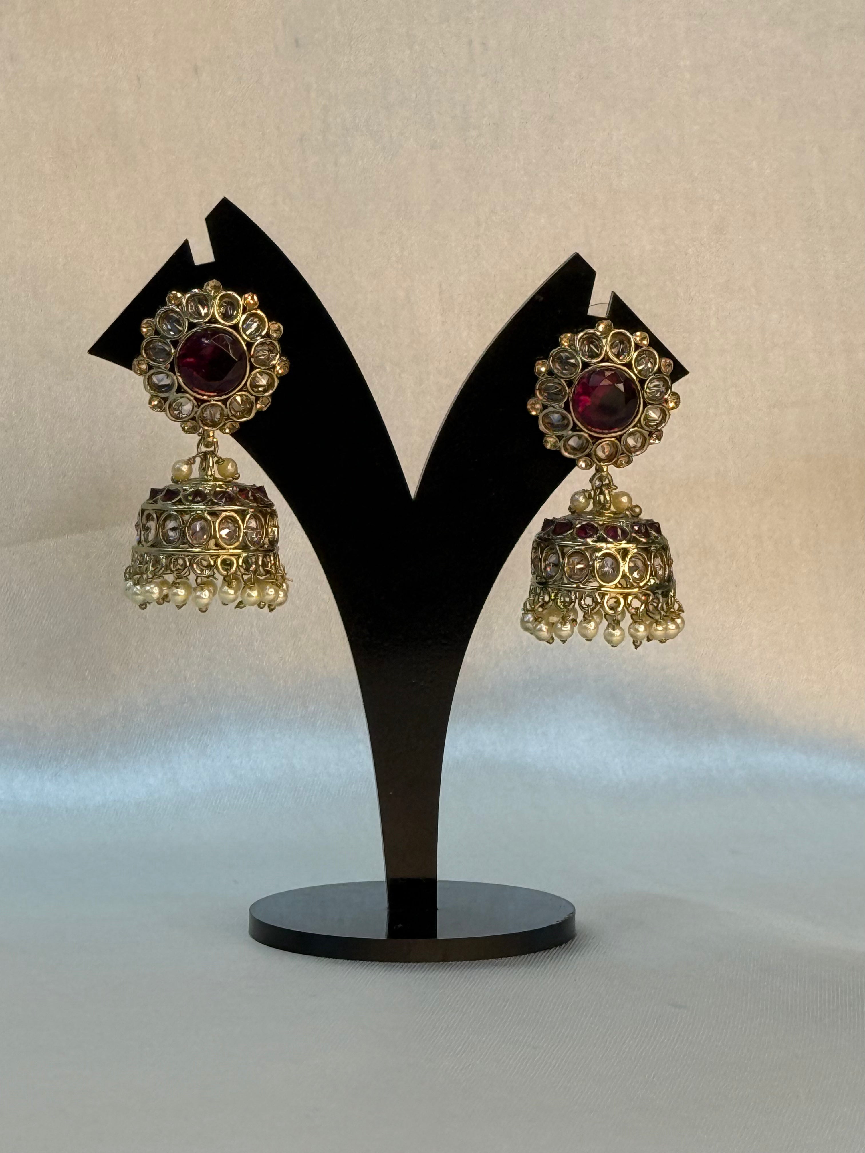 Wine Polki Jhumkas