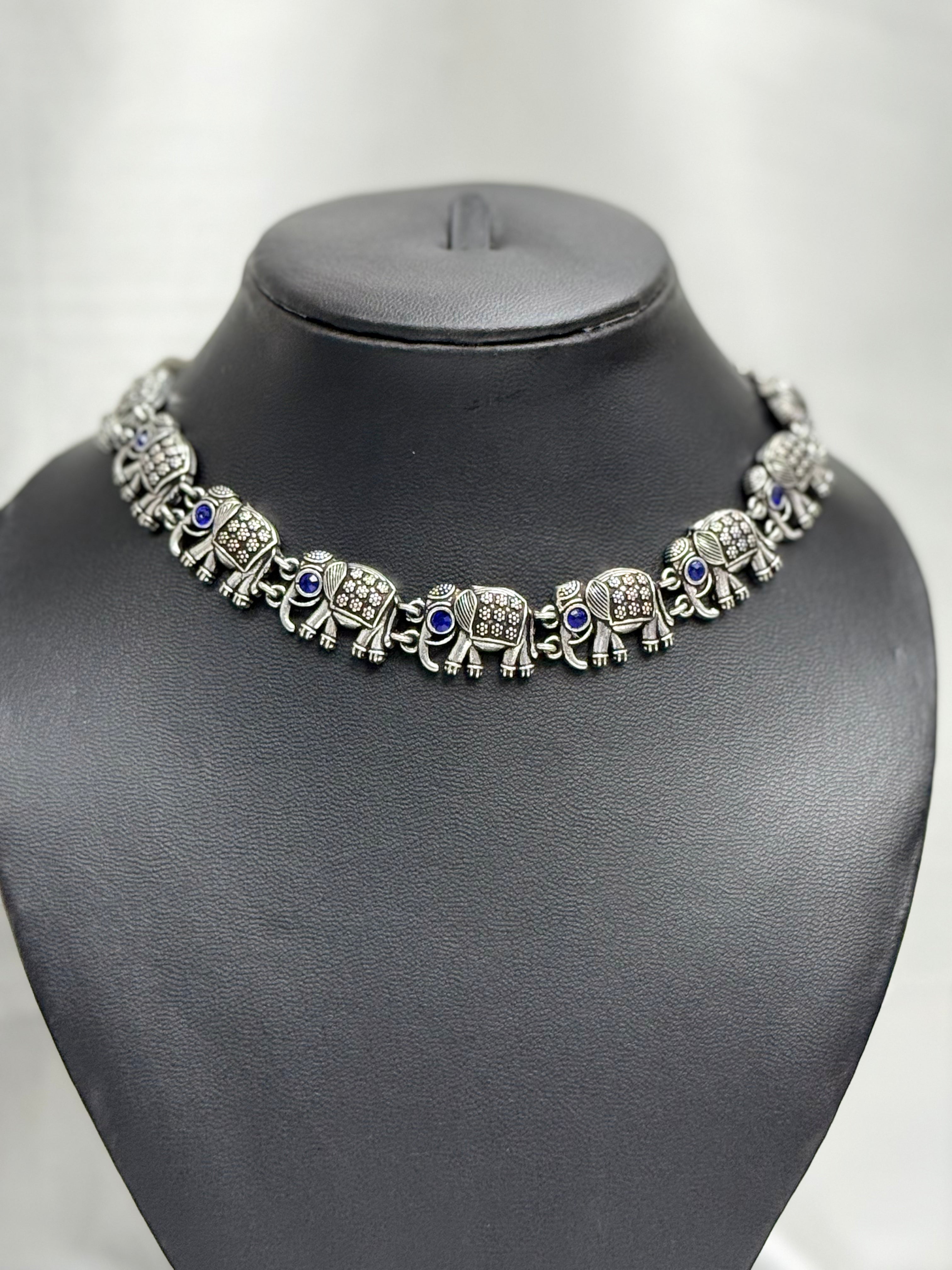 Elephant Oxidised necklace