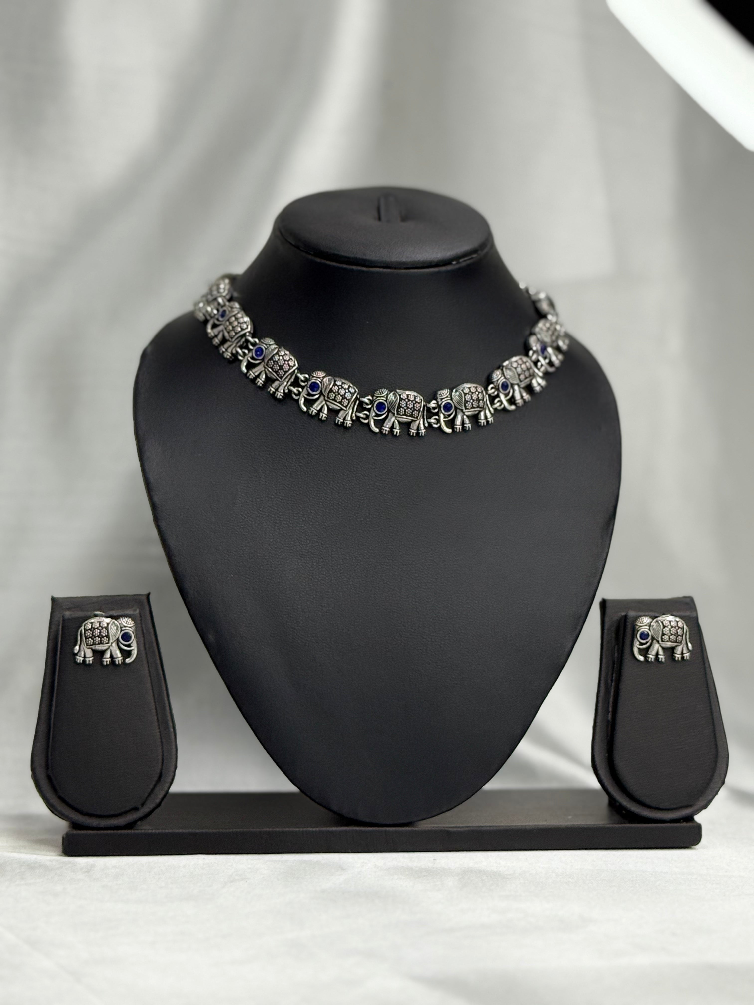 Elephant Oxidised necklace