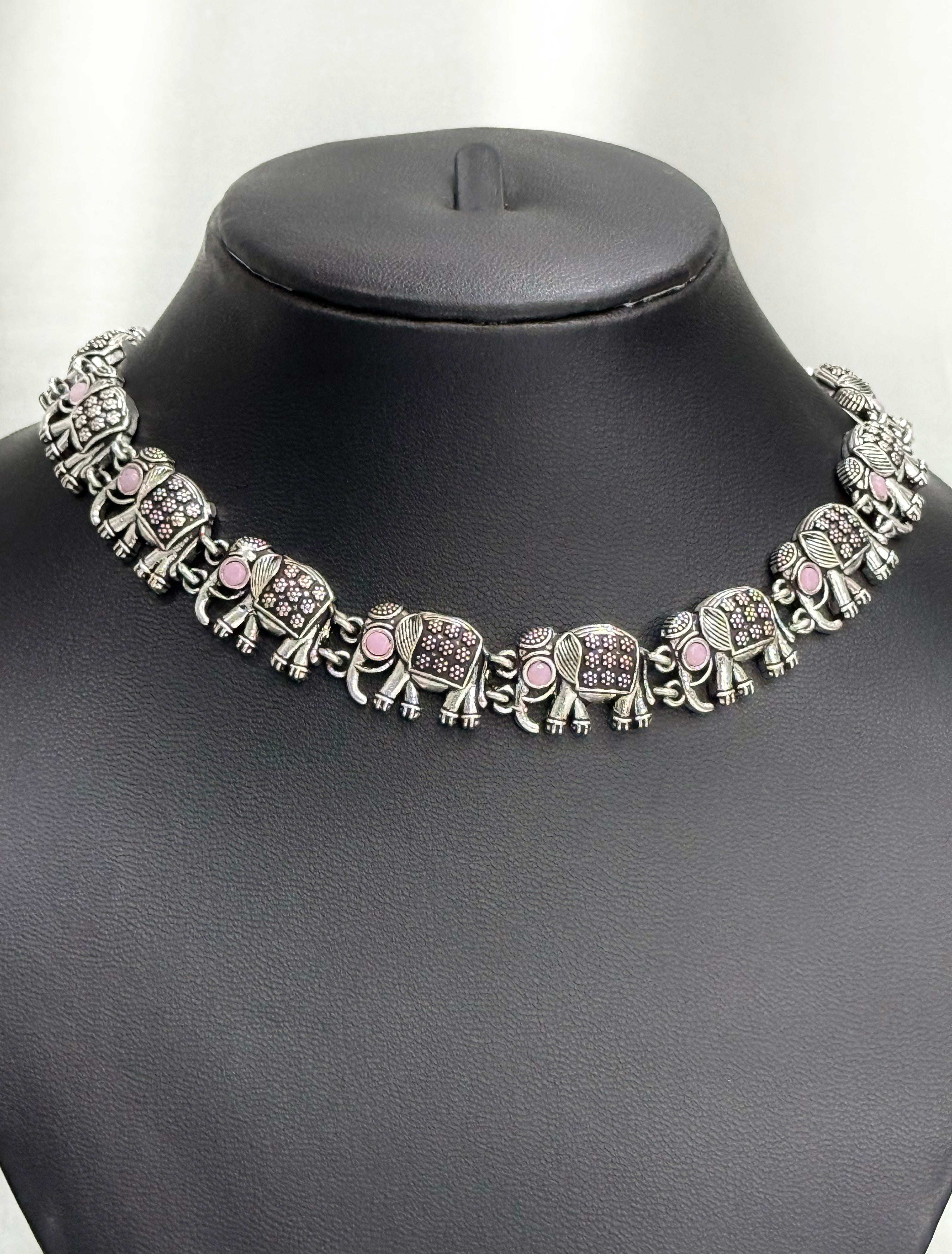Elephant Oxidised necklace