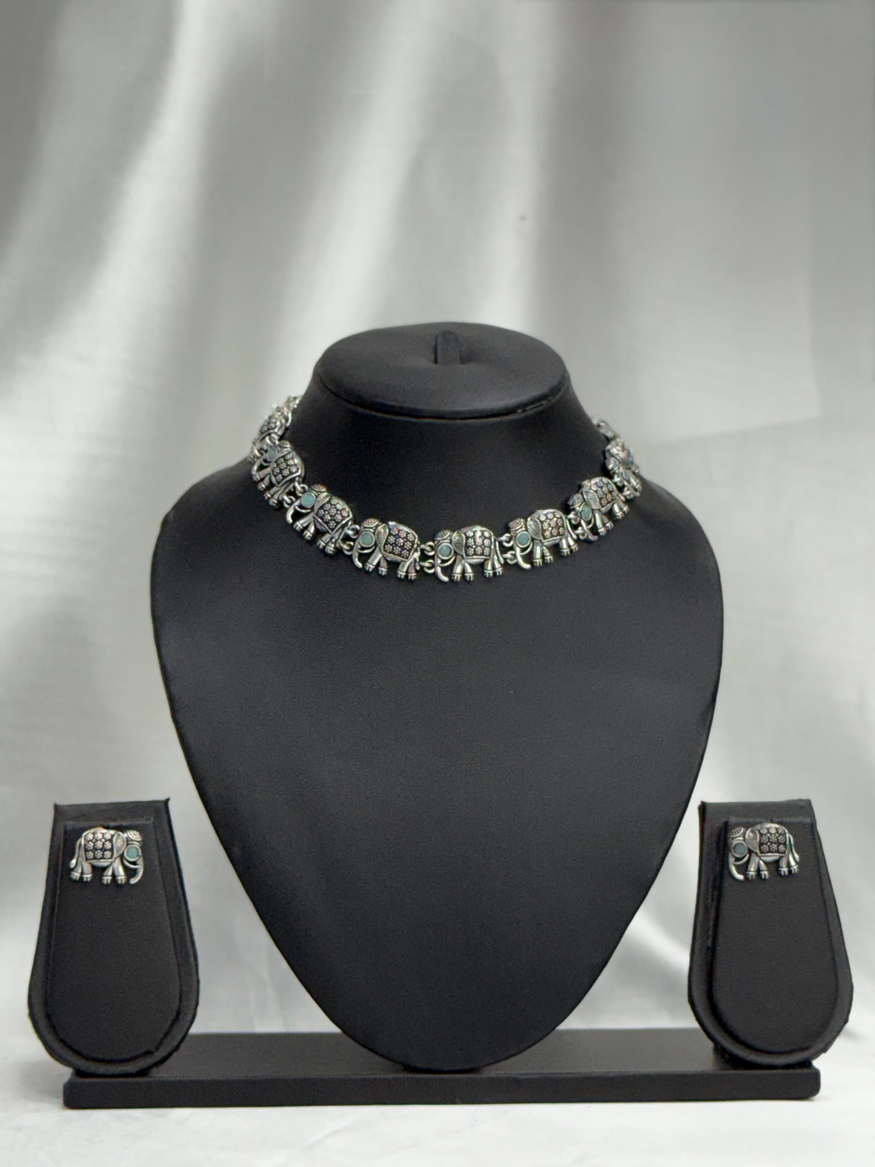 Elephant Oxidised necklace