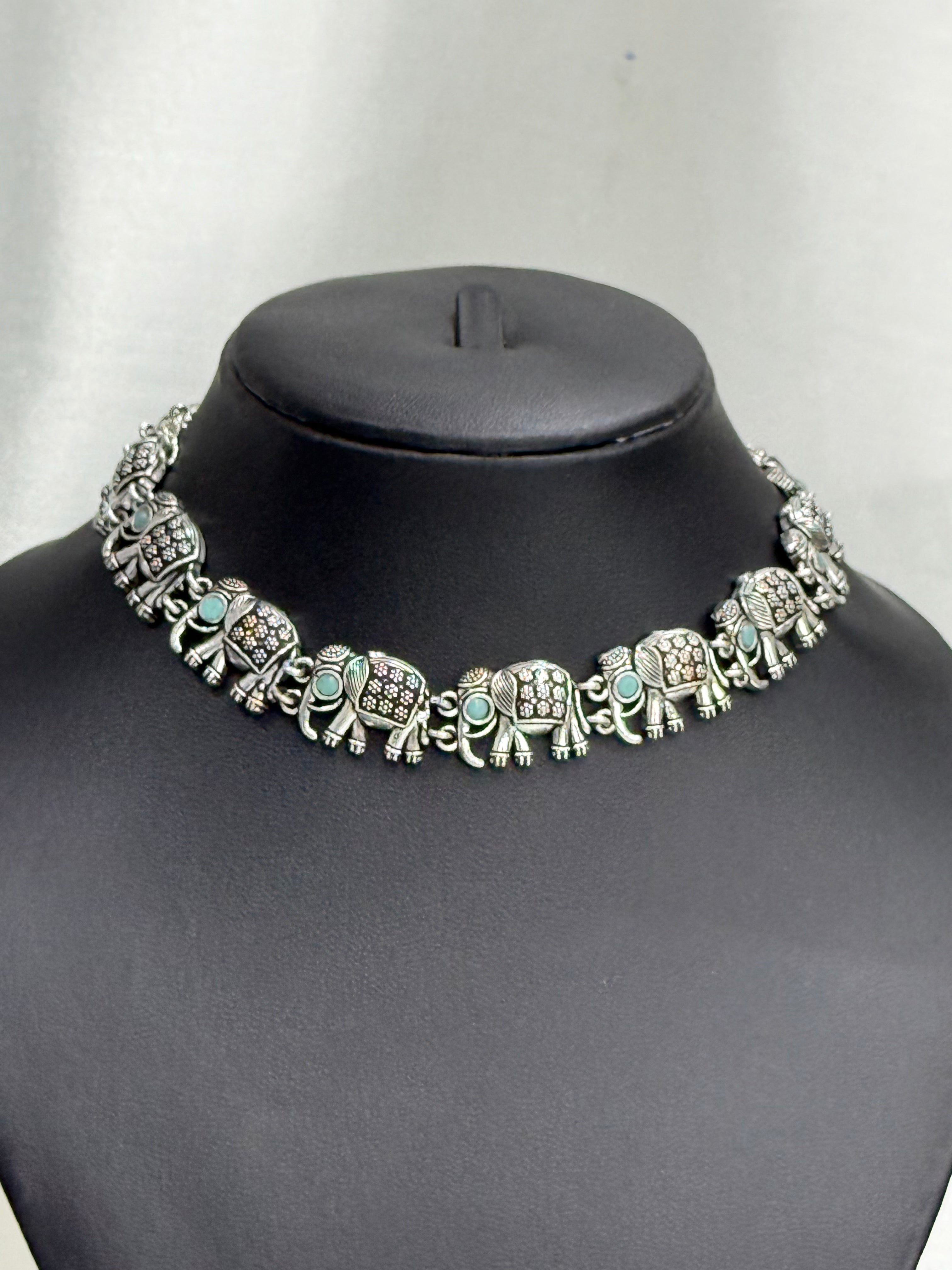 Elephant Oxidised necklace