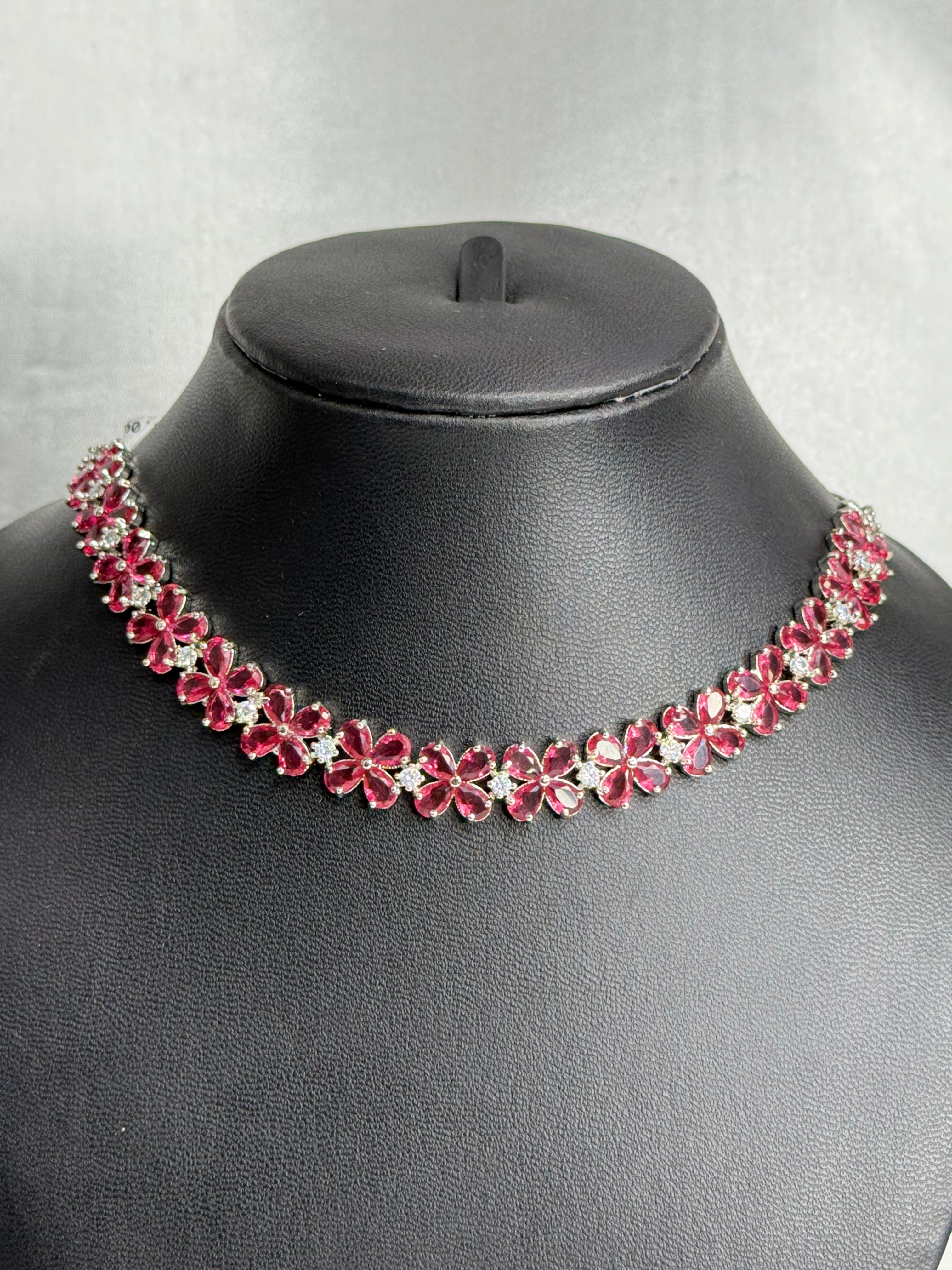 Floral AD Stone Necklace | LB110
