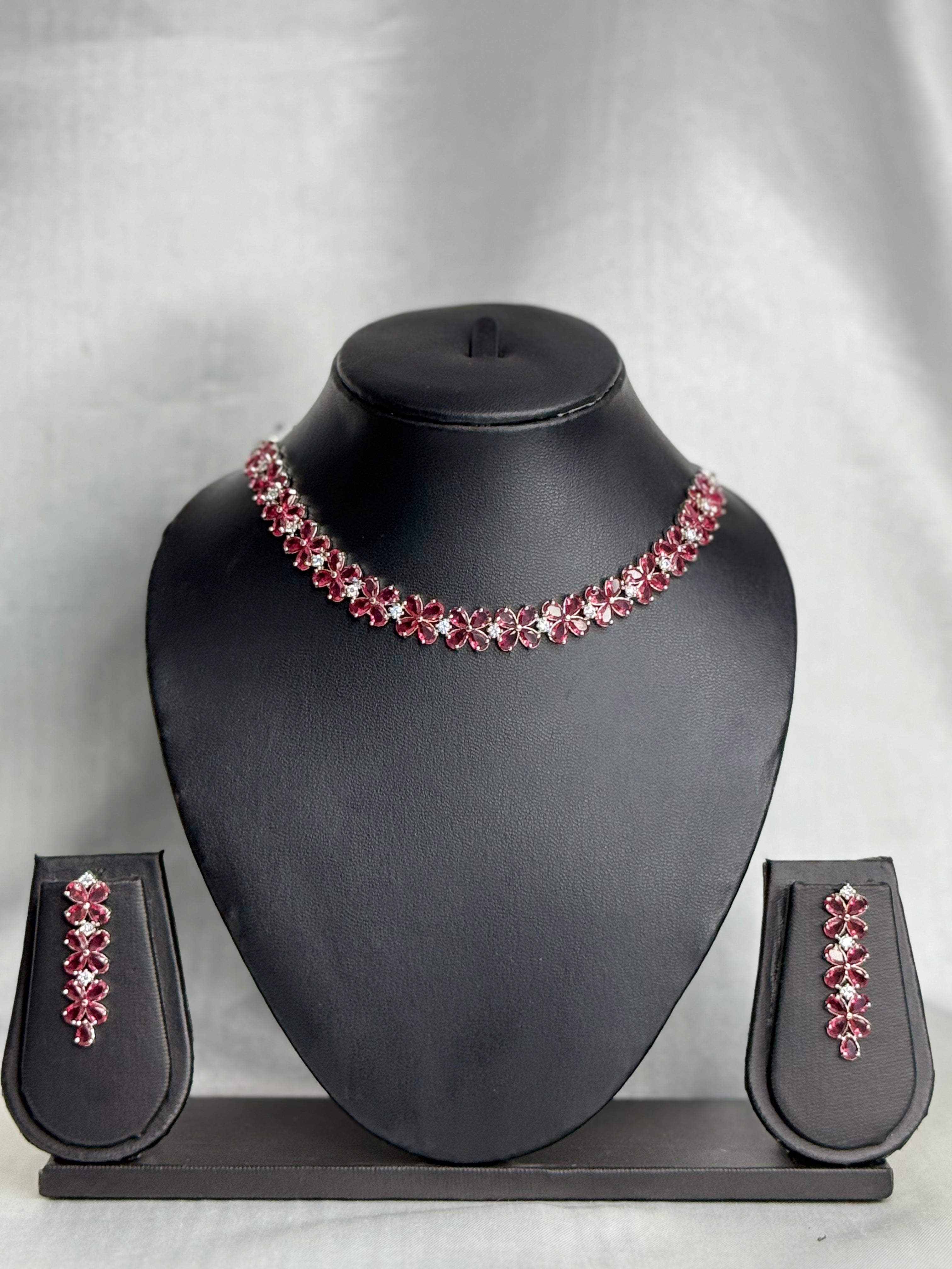 Floral AD Stone Necklace | LB110