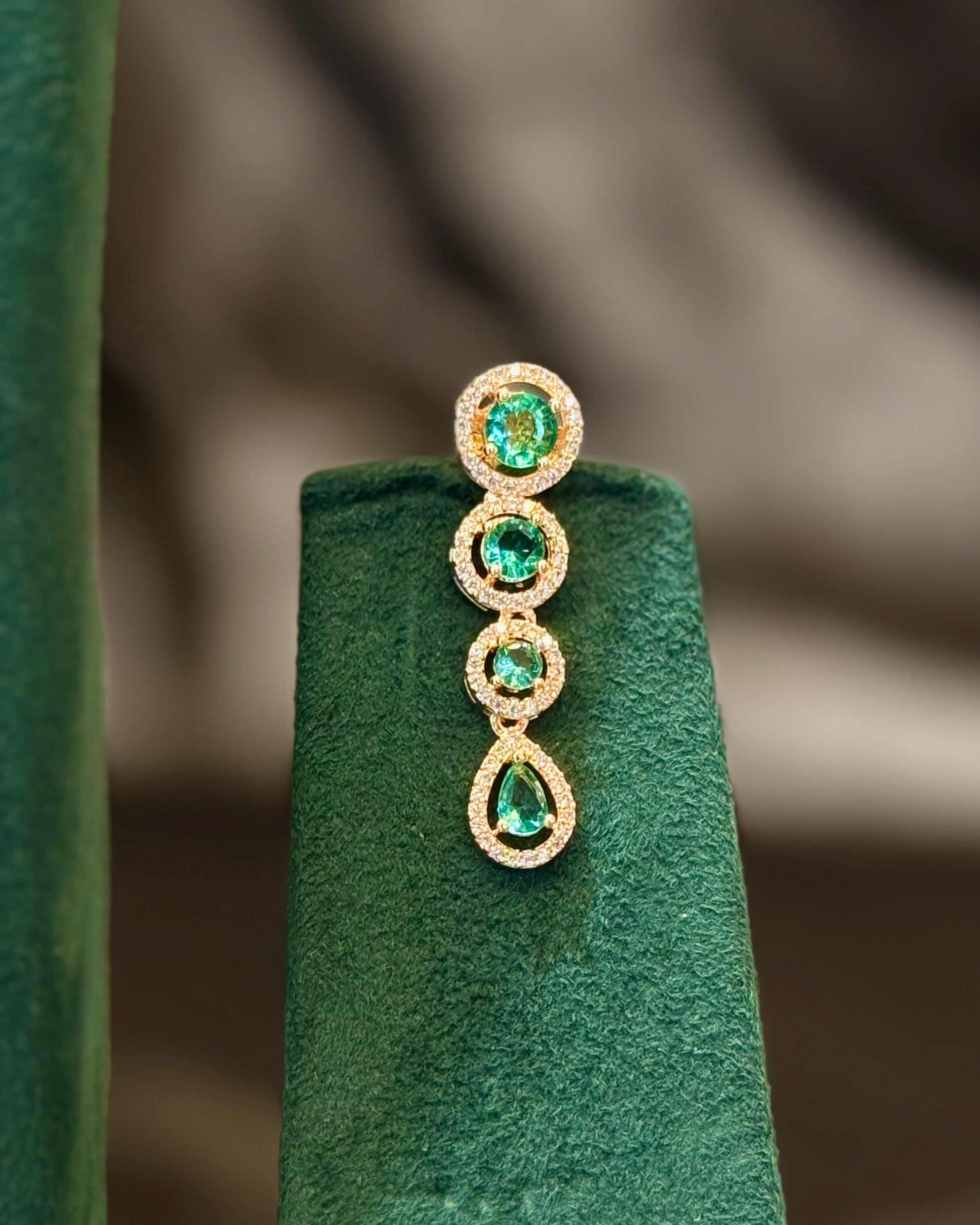 Rose Gold Finish Green Stone Designer Necklace - P2| L9825