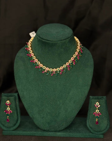 Multicolour Stone Necklace Set with Matching Earrings | L11190