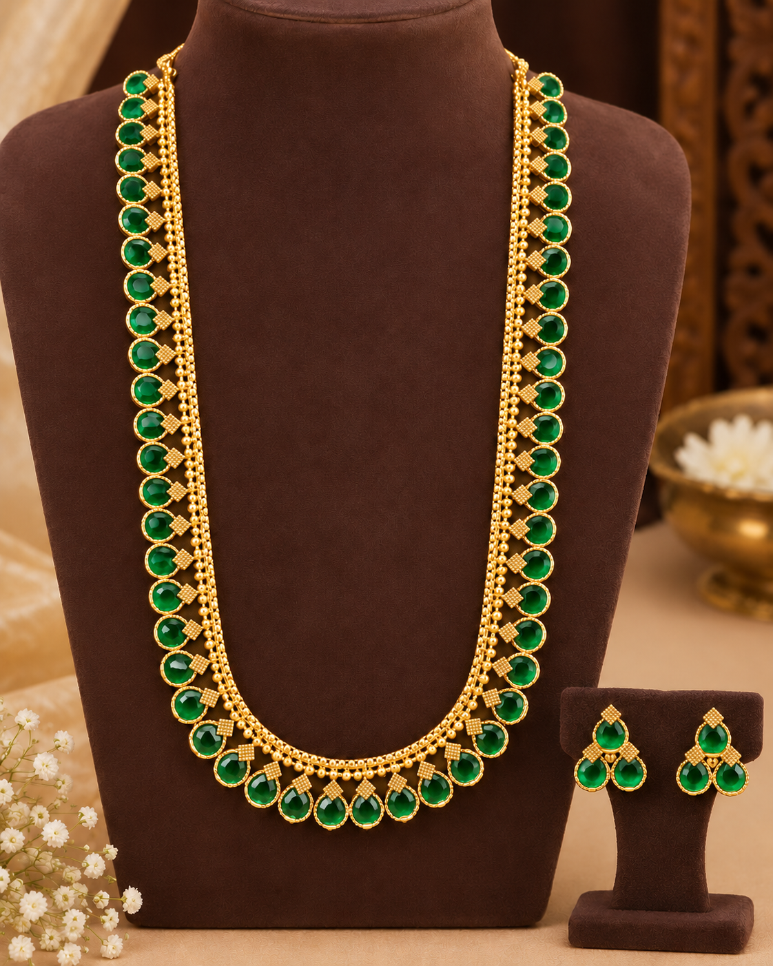 Green Stone Long Chain Set - P2 | L15022