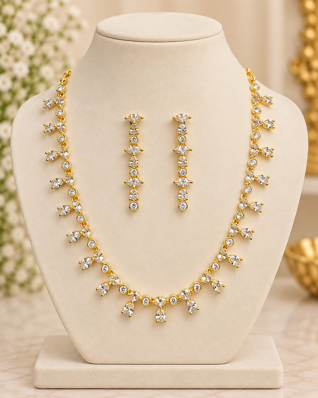 Teardrop AD Crystal Necklace Set | L210990