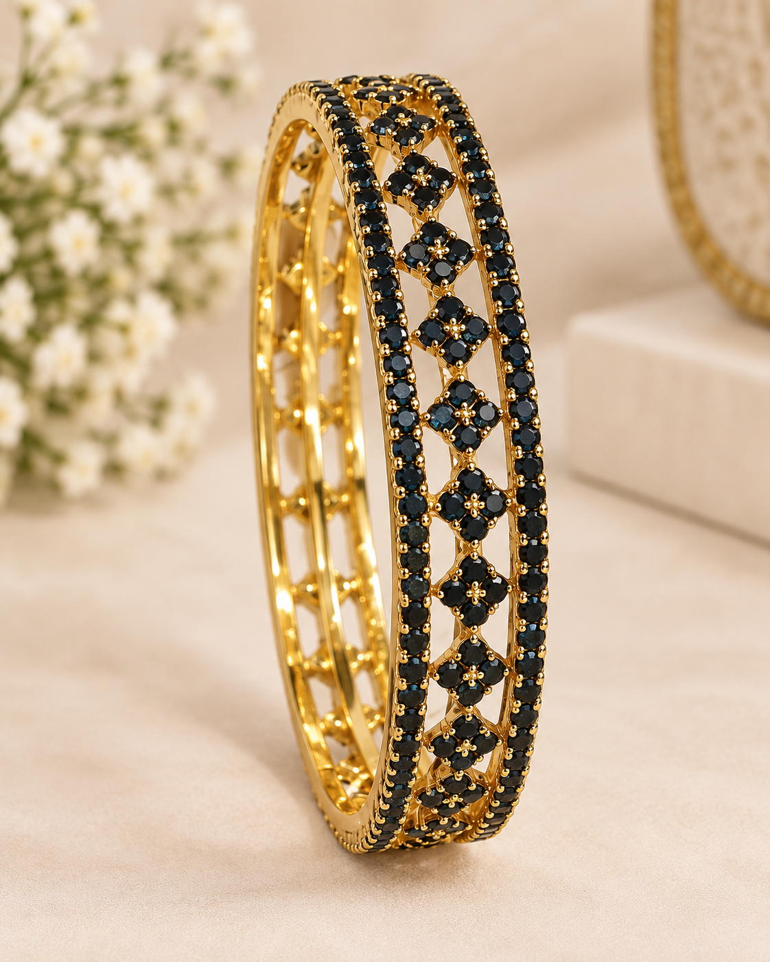Dark Blue Stone Designer Bangle | L334