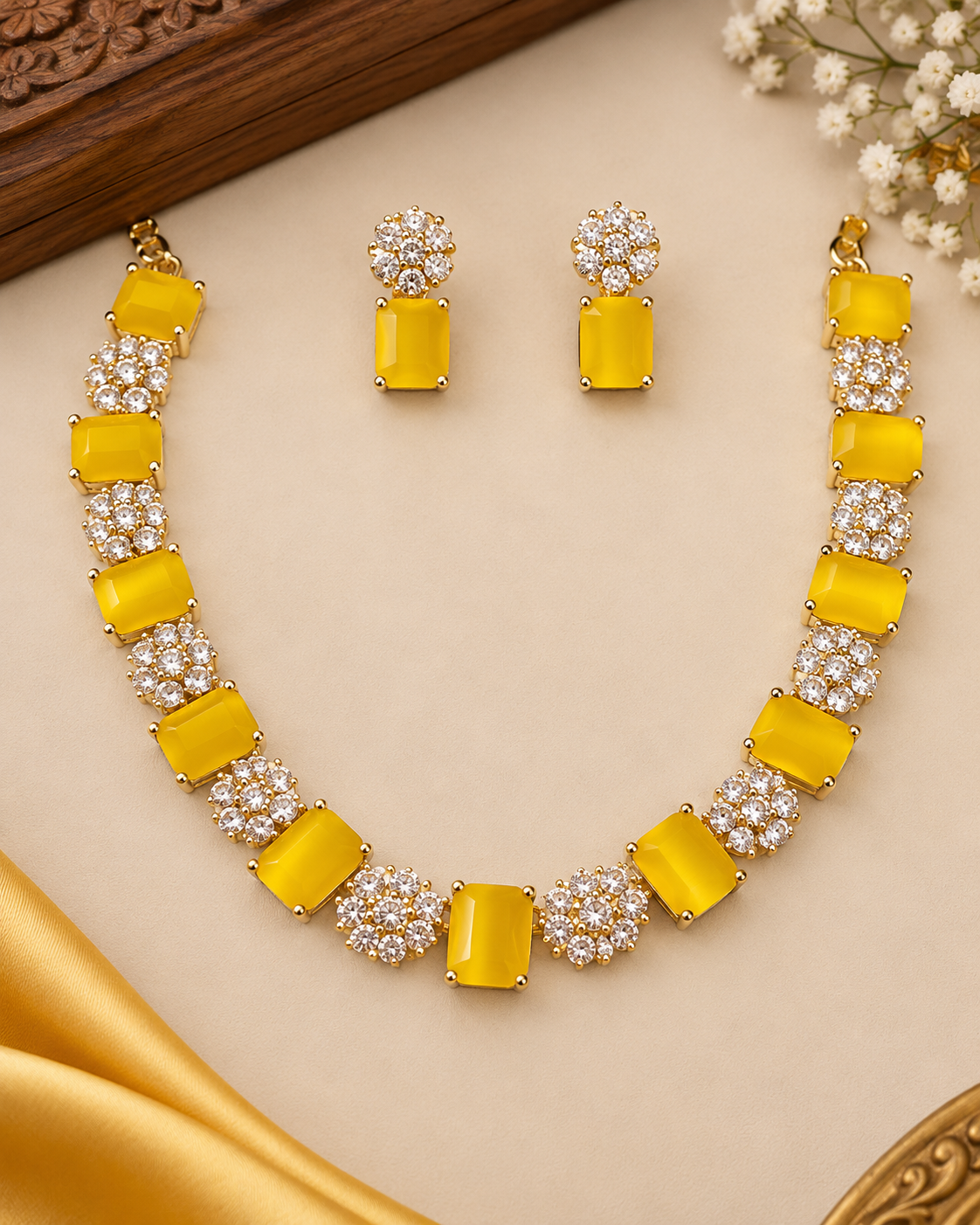 Yellow Stone AD Necklace Set | L7346