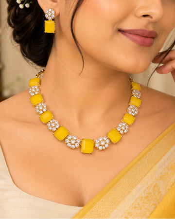 Yellow Stone AD Necklace Set | L7346