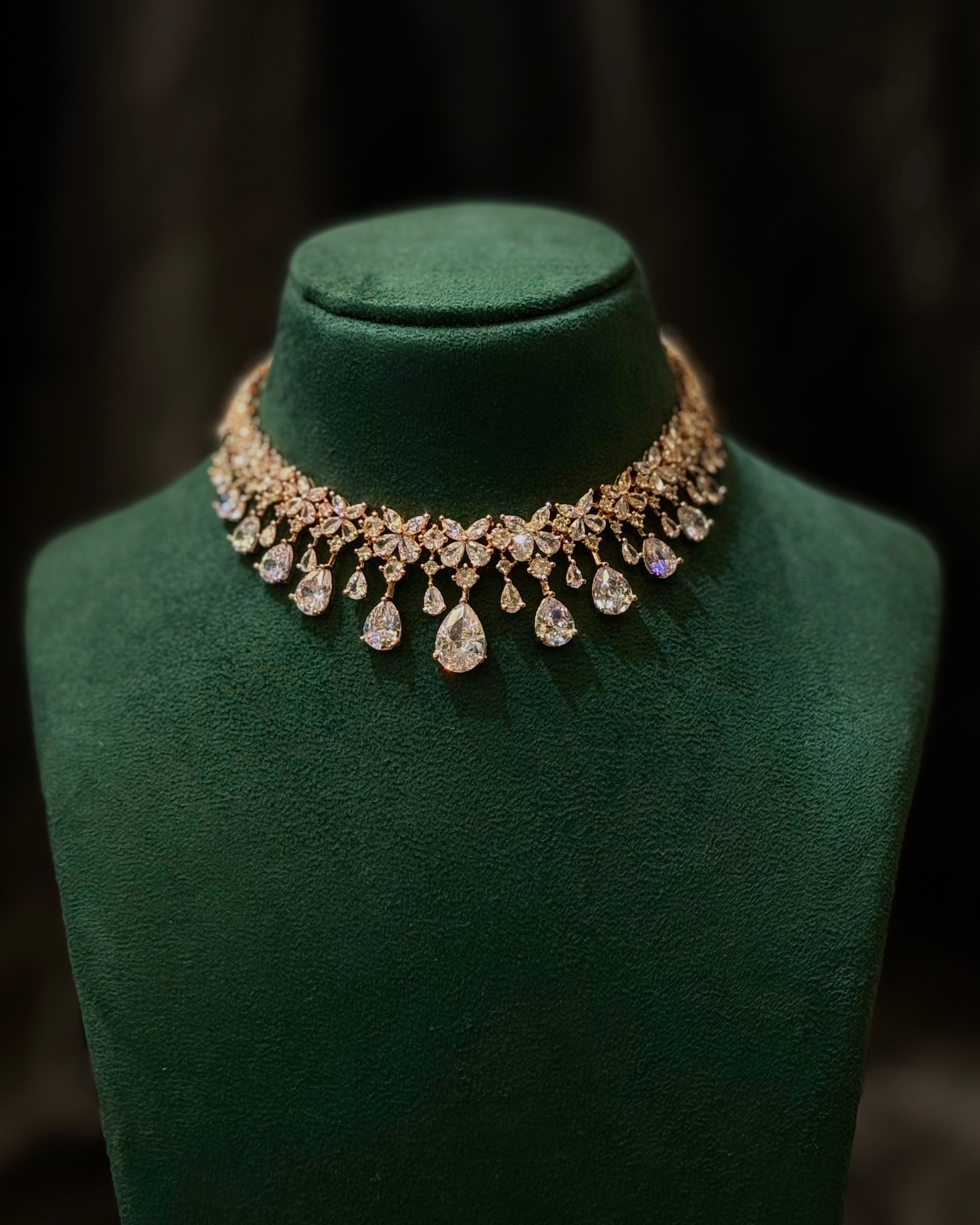 Rose Gold Finish Crystal Stone Bridal Choker Necklace | L8667