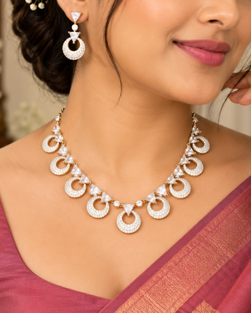 Crystal Circle AD Necklace Set  | L8990