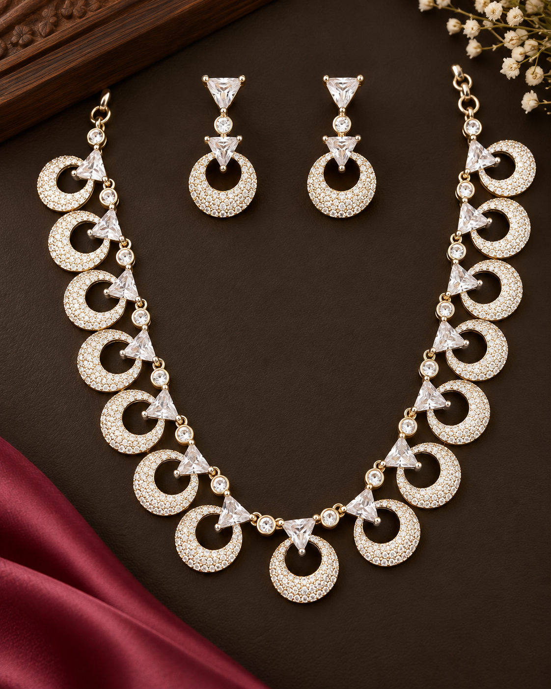 Crystal Circle AD Necklace Set  | L8990