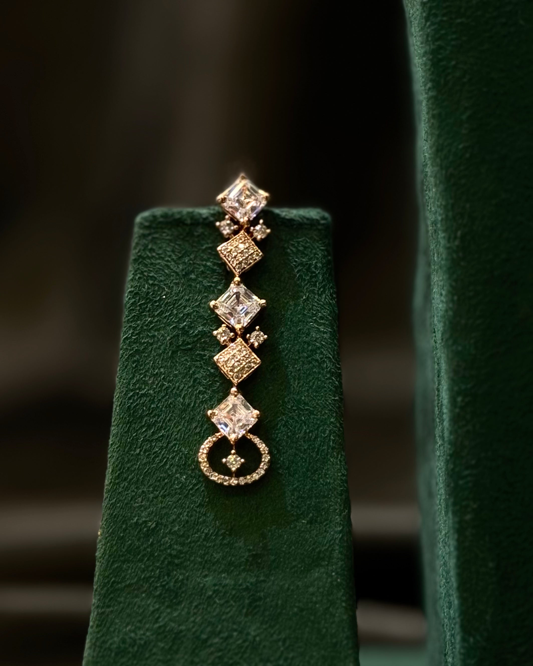 Rose Gold Finish Geometric Necklace Set with Matching Earrings | L9327