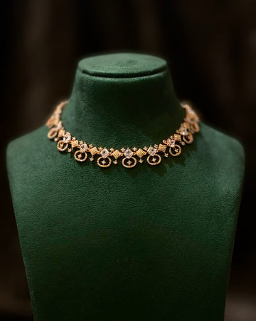 Rose Gold Finish Geometric Necklace Set with Matching Earrings | L9327