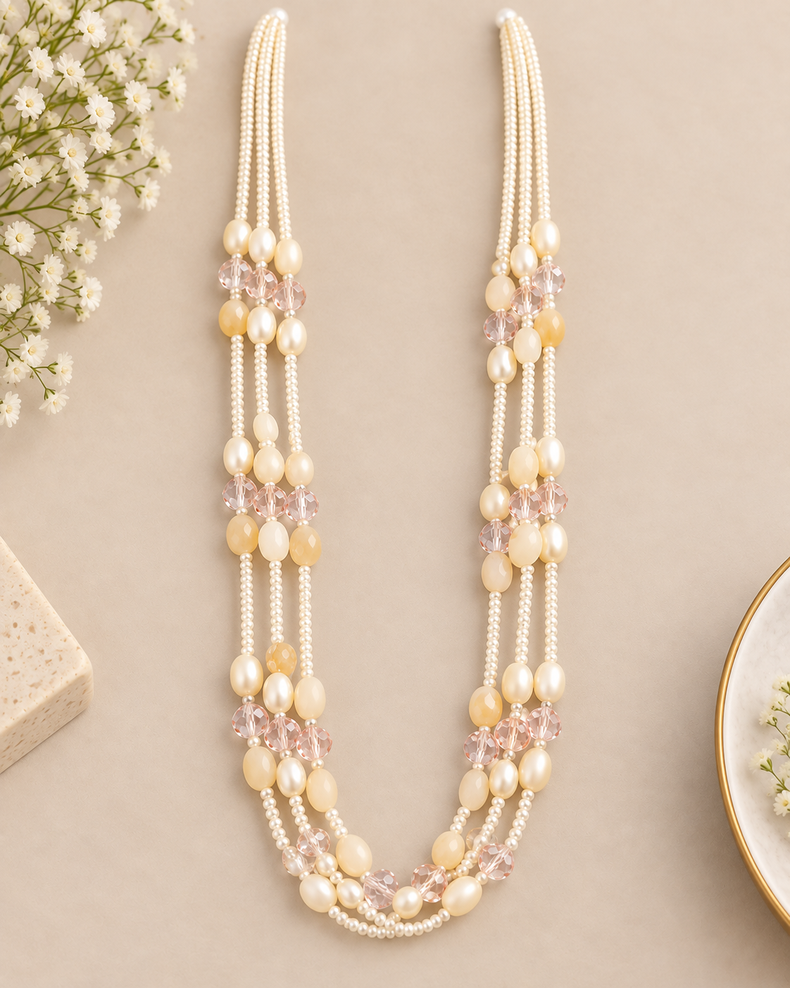 Pearl Beaded Long Necklace | L9508