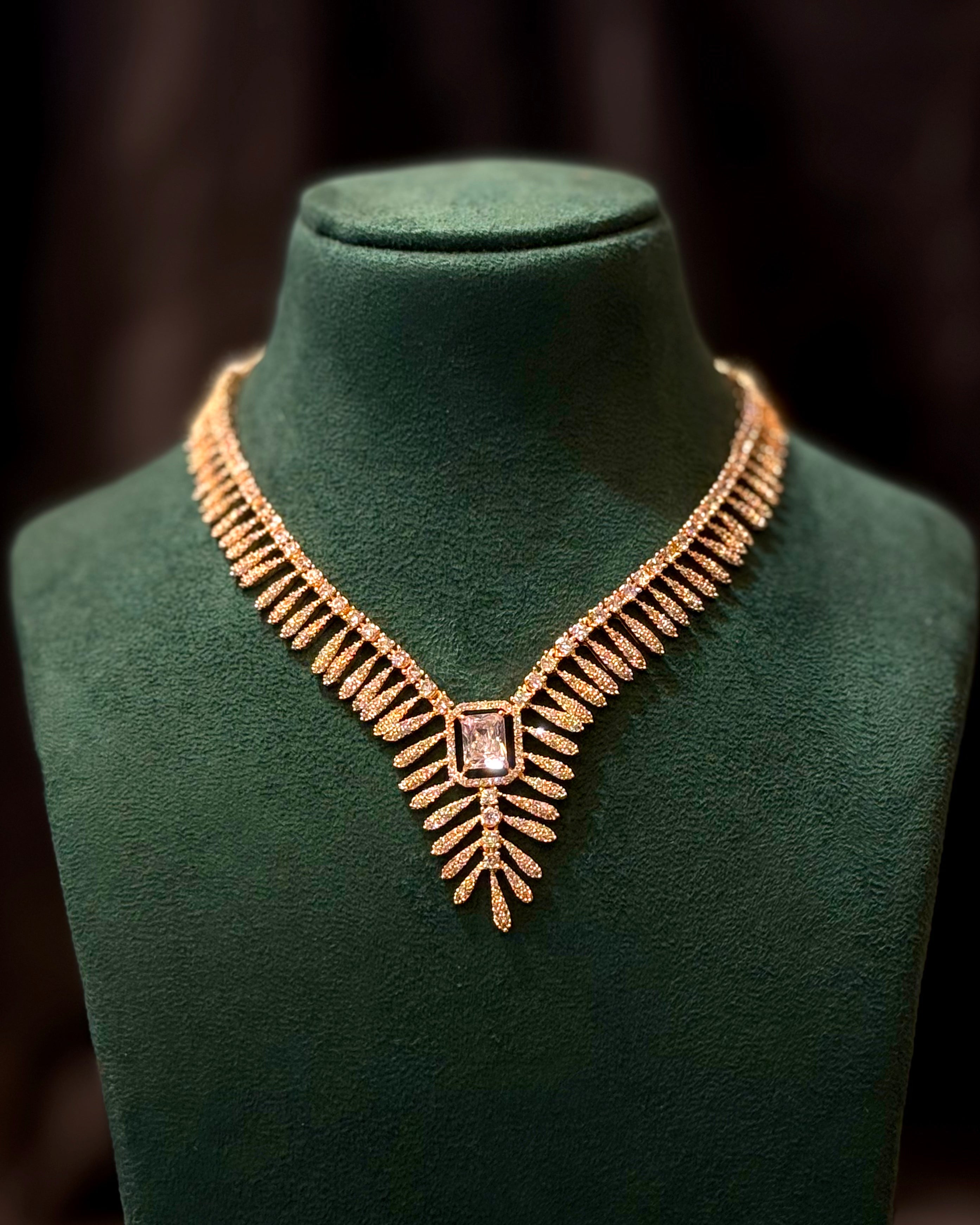 Rose Gold Finish Designer Necklace Set | L9815