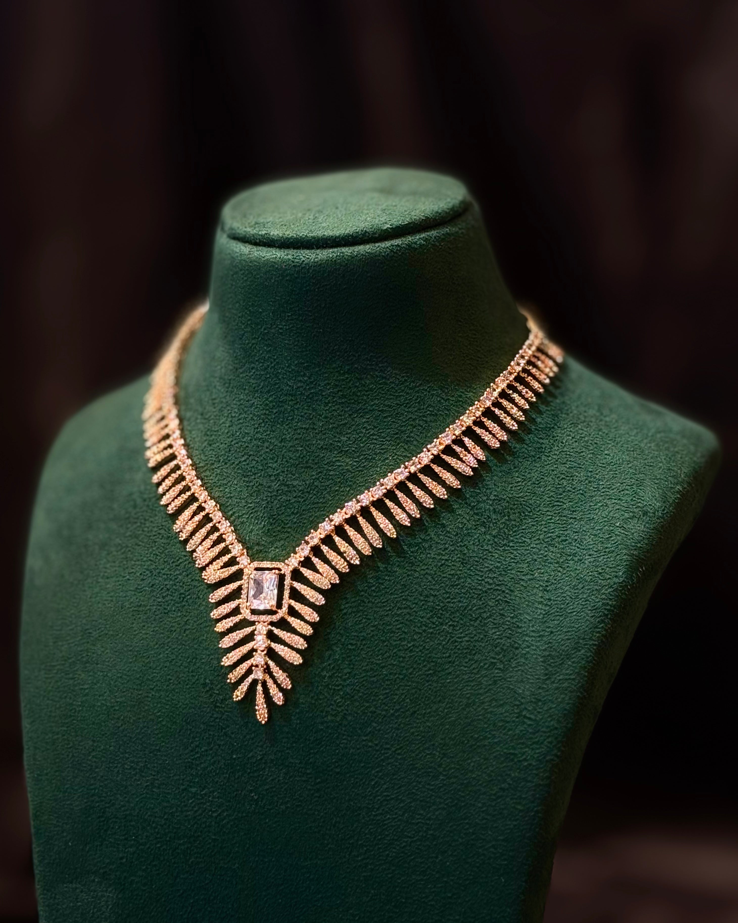 Rose Gold Finish Designer Necklace Set | L9815