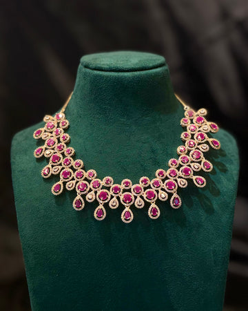 Rose Gold Finish Ruby Stone Designer Necklace - P1 | L9825