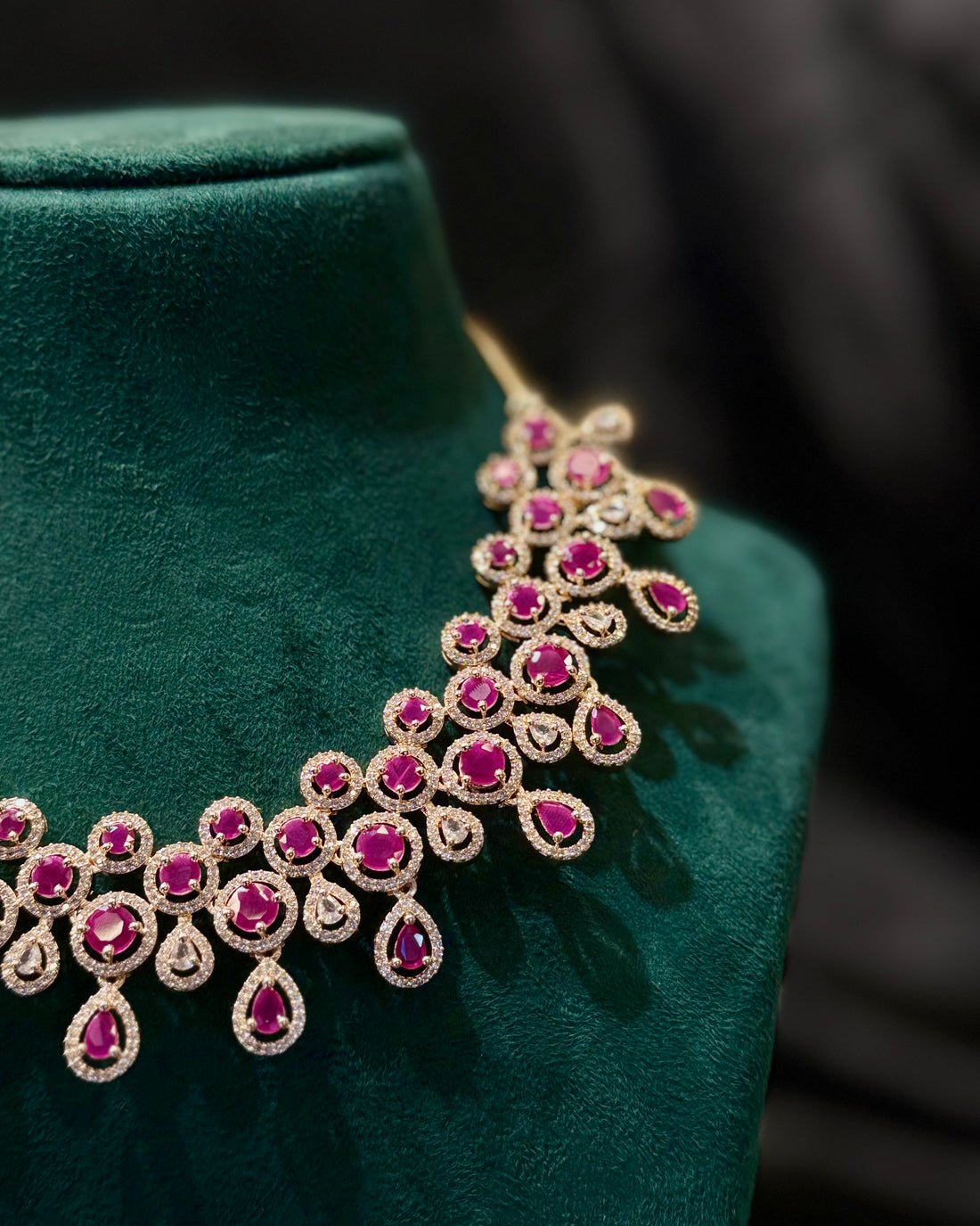 Rose Gold Finish Ruby Stone Designer Necklace - P1 | L9825