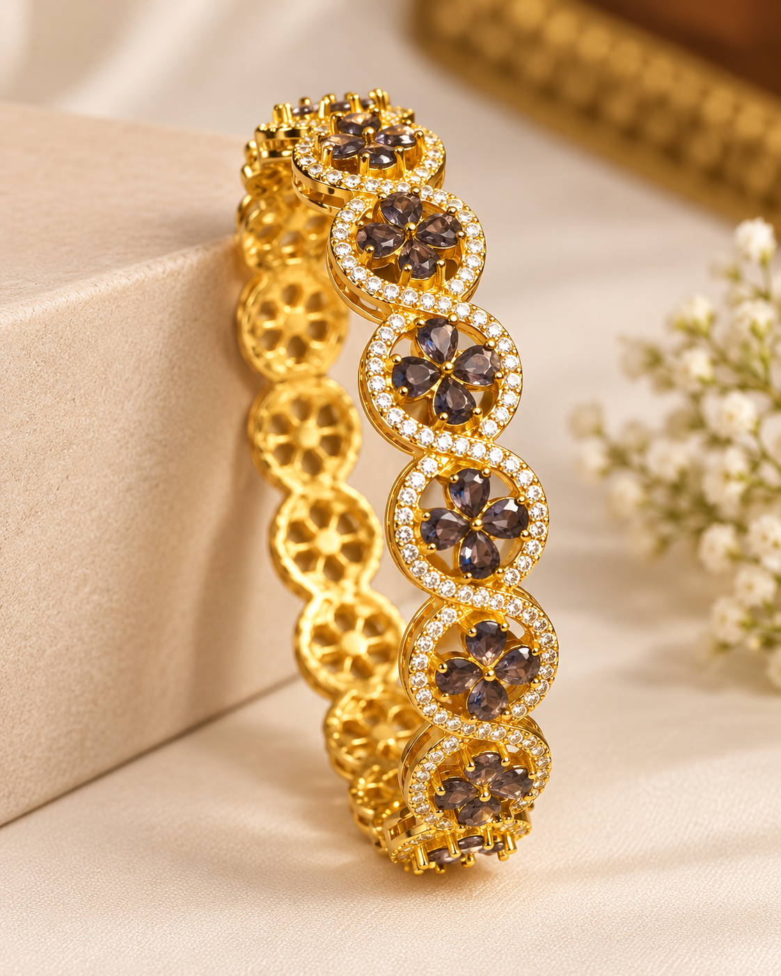 Floral American Diamond Bangle | ONK292