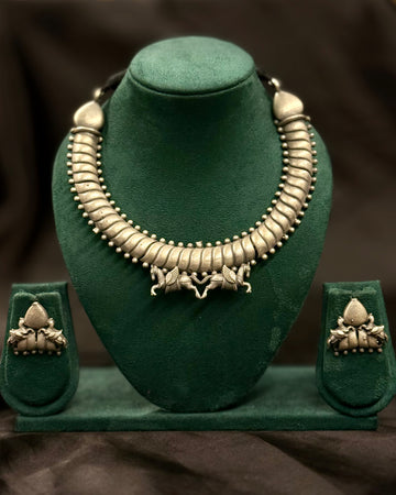 Silver-Tone Tribal Necklace Set with Matching Earrings | LLB252