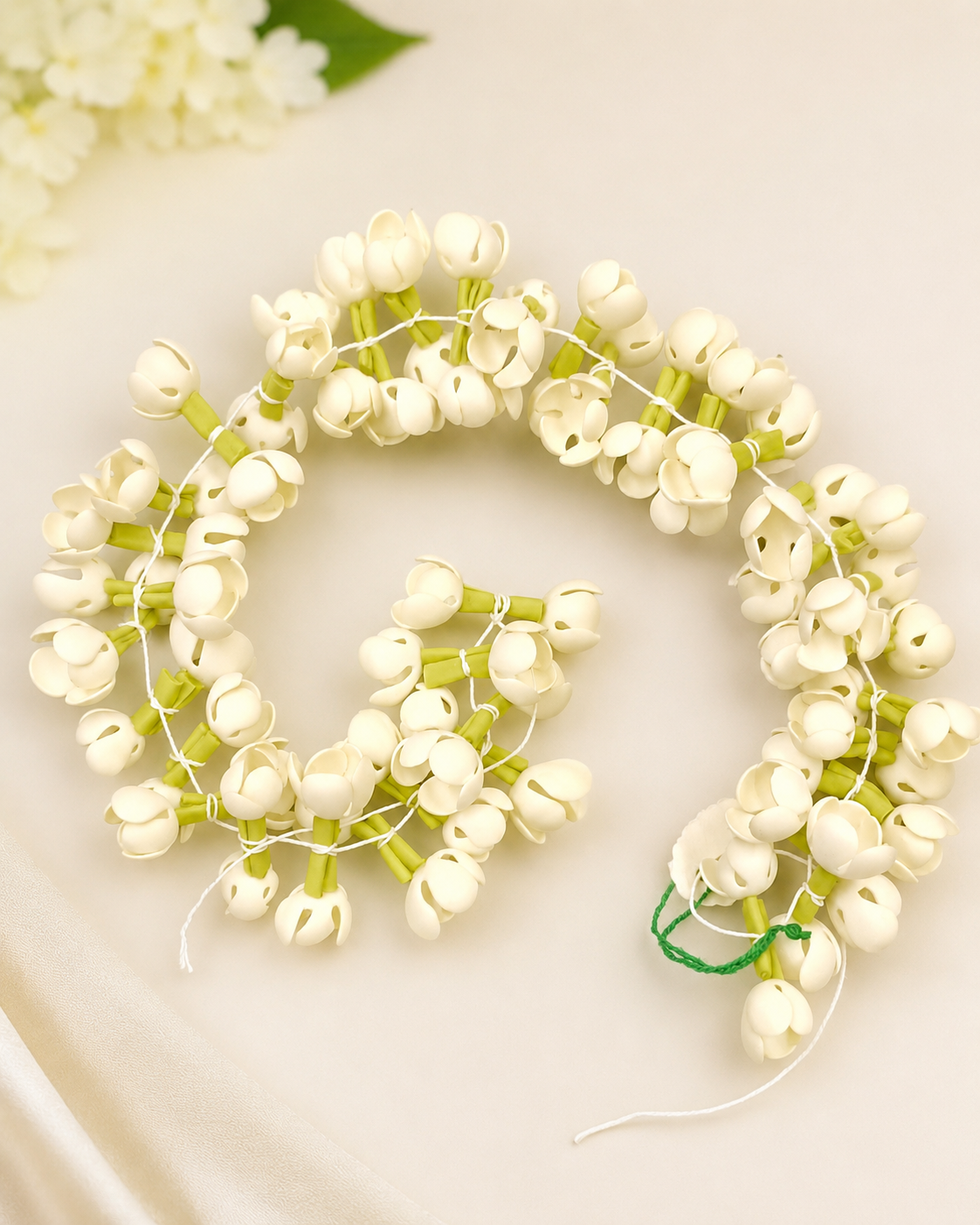 Lightweight Realistic Jasmine Flower String for Hair - Reusable Handmade Mallipoo/Mogra Gajra for Women | OG19