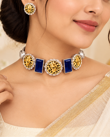 Black Gold Oxidized Choker Set | OLT19