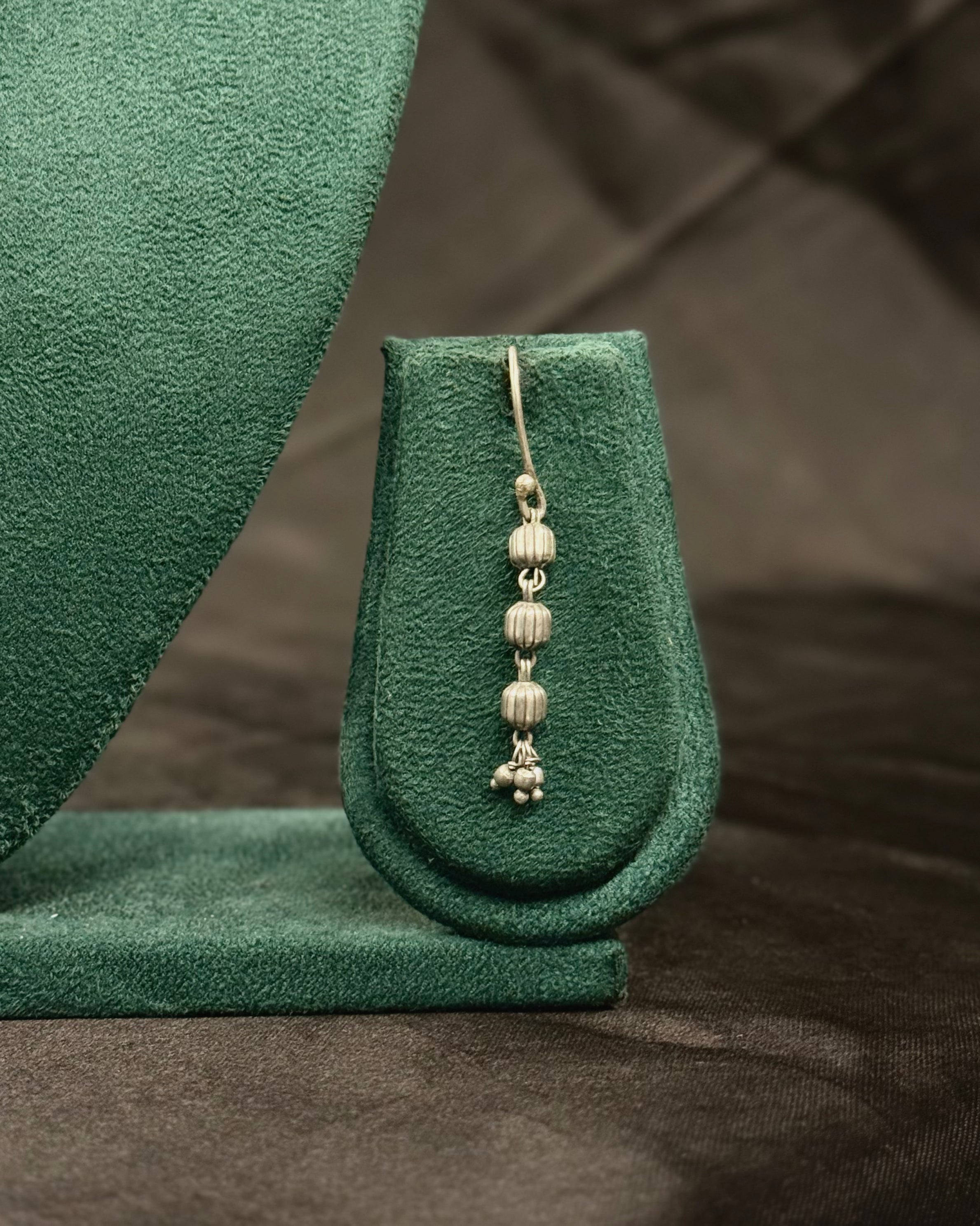 Oxidised Silver Long Necklace with Jhumka Pendant and Matching Earrings | OLT21