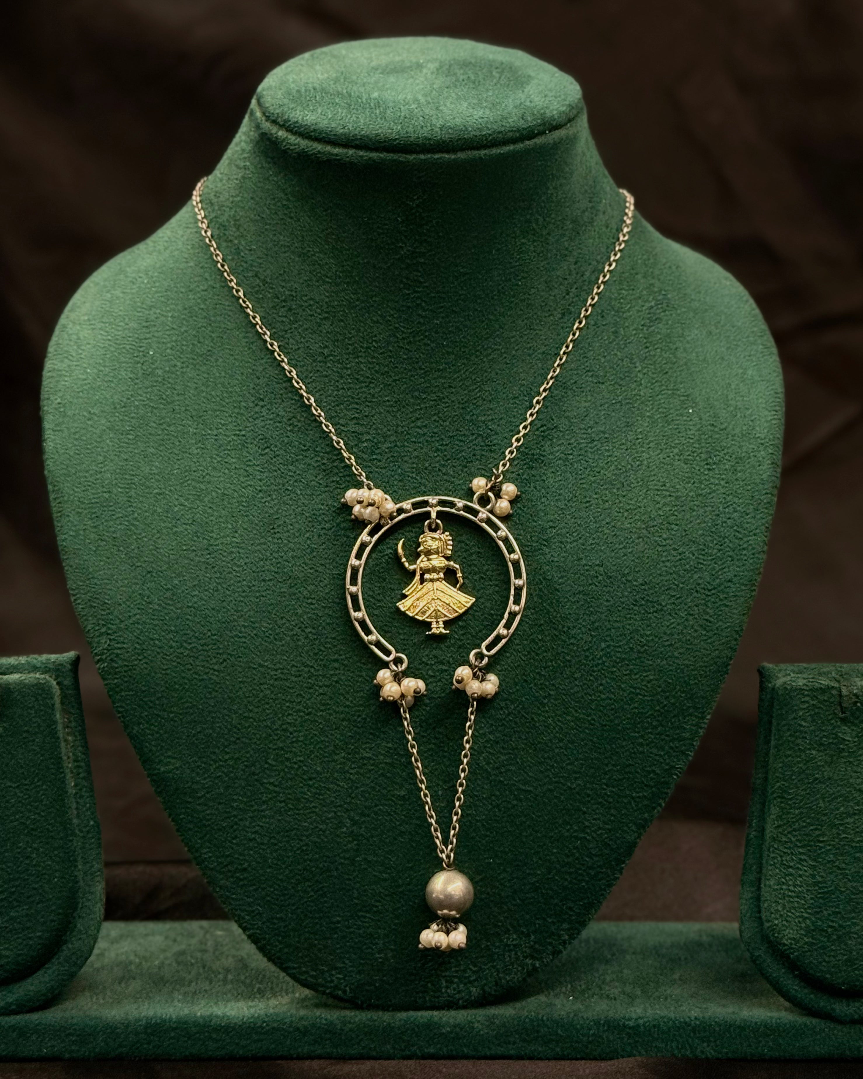 Tribal Necklace Set with Dancing Doll Pendant and Matching Earrings | OLT37