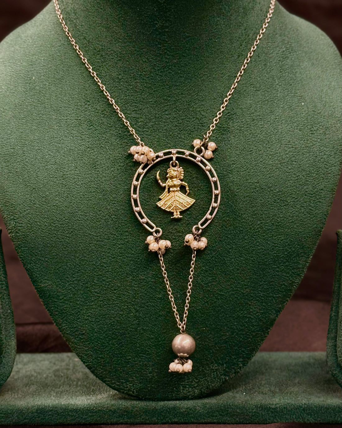Tribal Necklace Set with Dancing Doll Pendant and Matching Earrings | OLT37