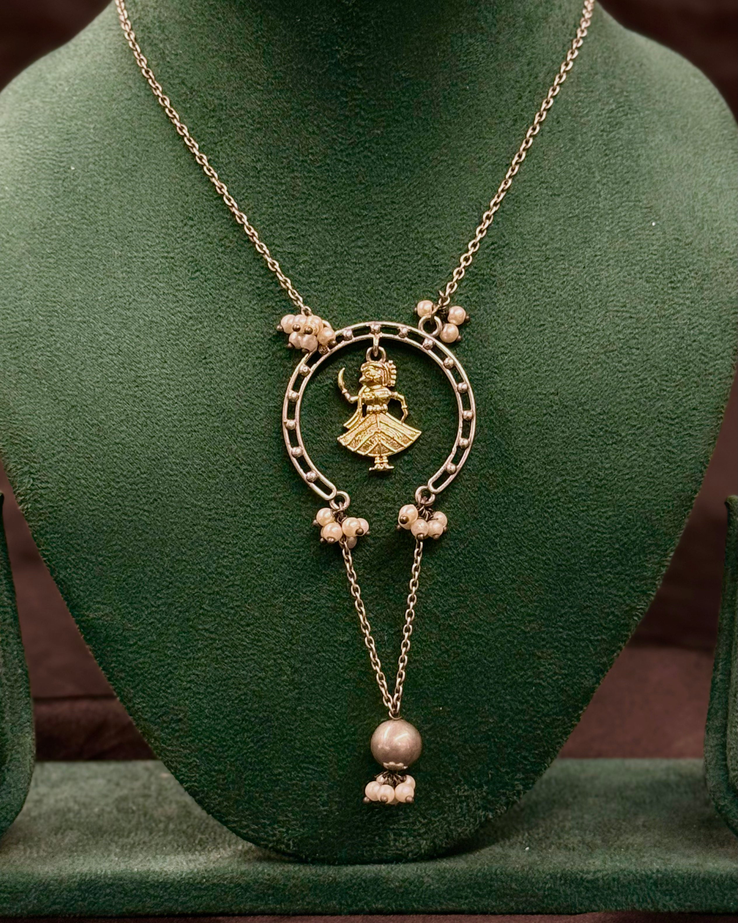 Tribal Necklace Set with Dancing Doll Pendant and Matching Earrings | OLT37