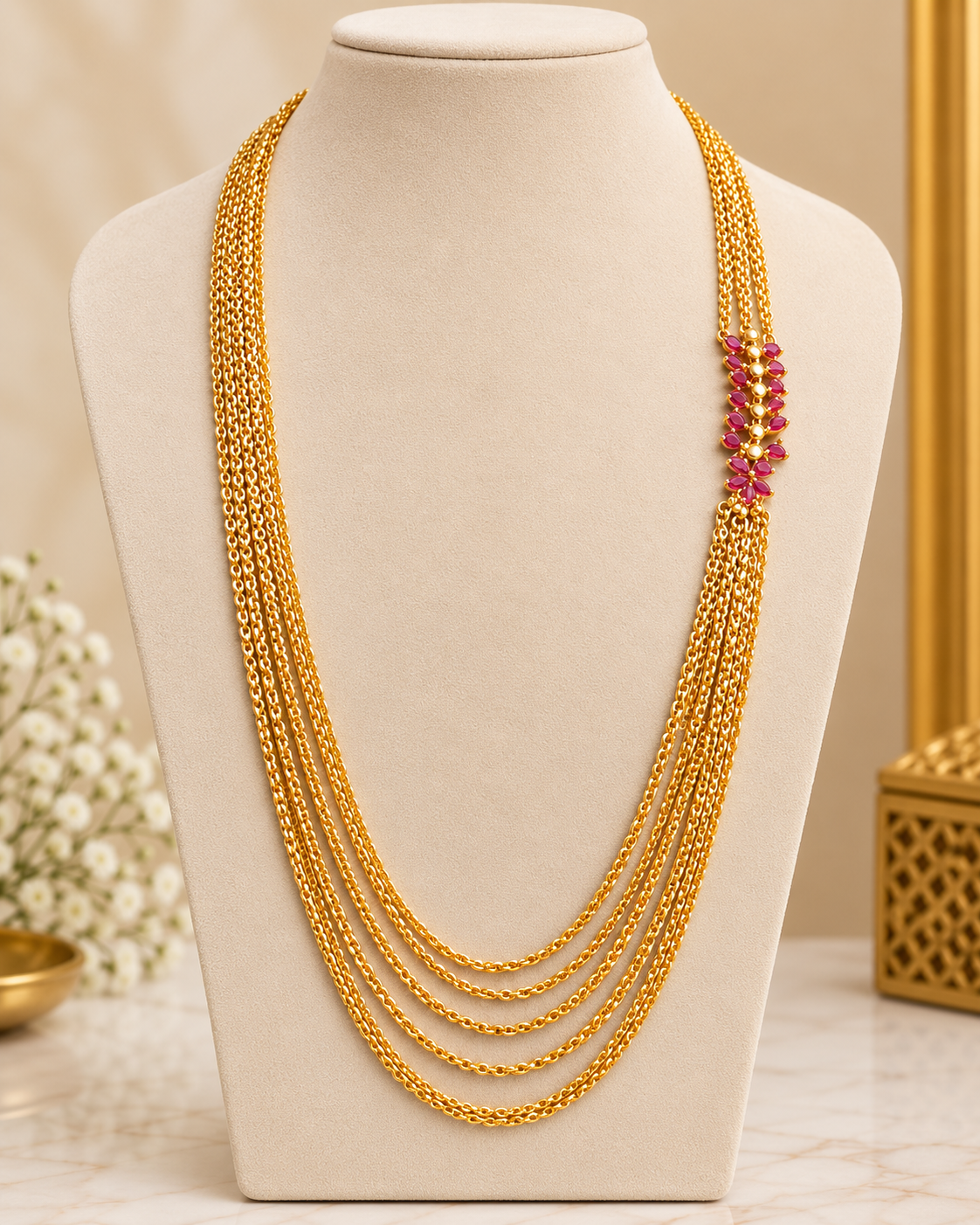 Gold Multi-Color Long Chain  | ONK138