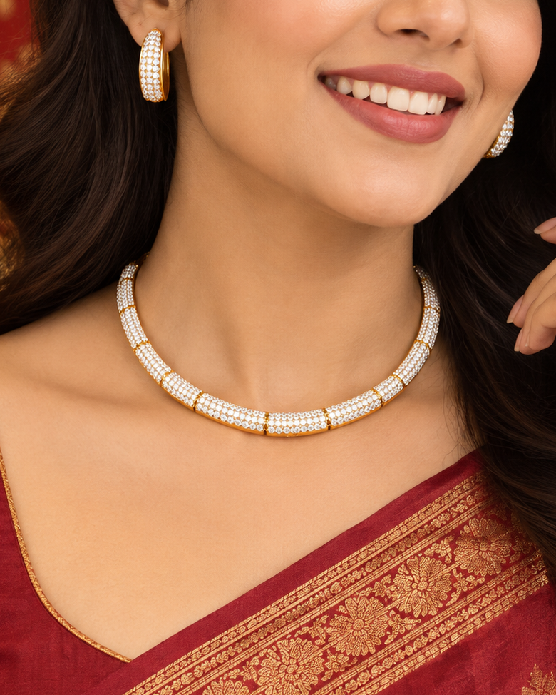 Multicolour Stone Choker Necklace Set | ONK287