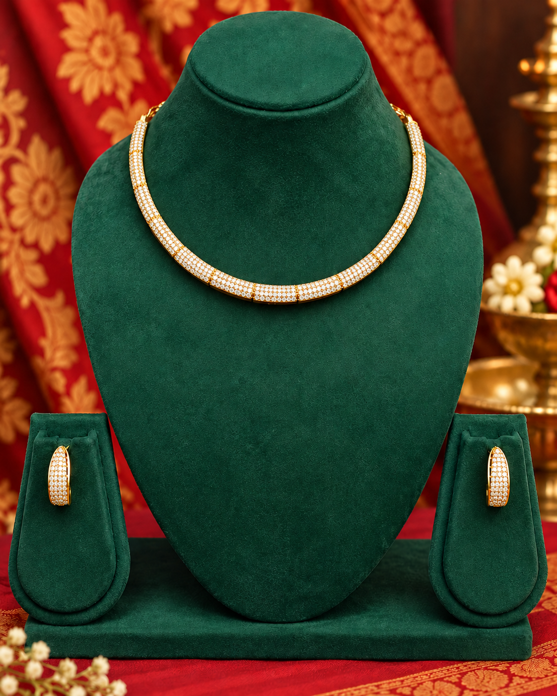 Multicolour Stone Choker Necklace Set | ONK287