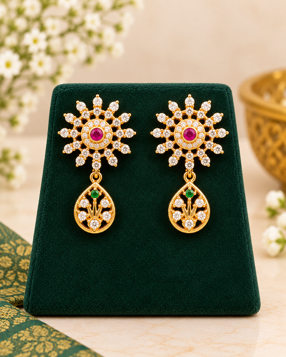 Ruby Pink Floral Long Chain Set | ONK288
