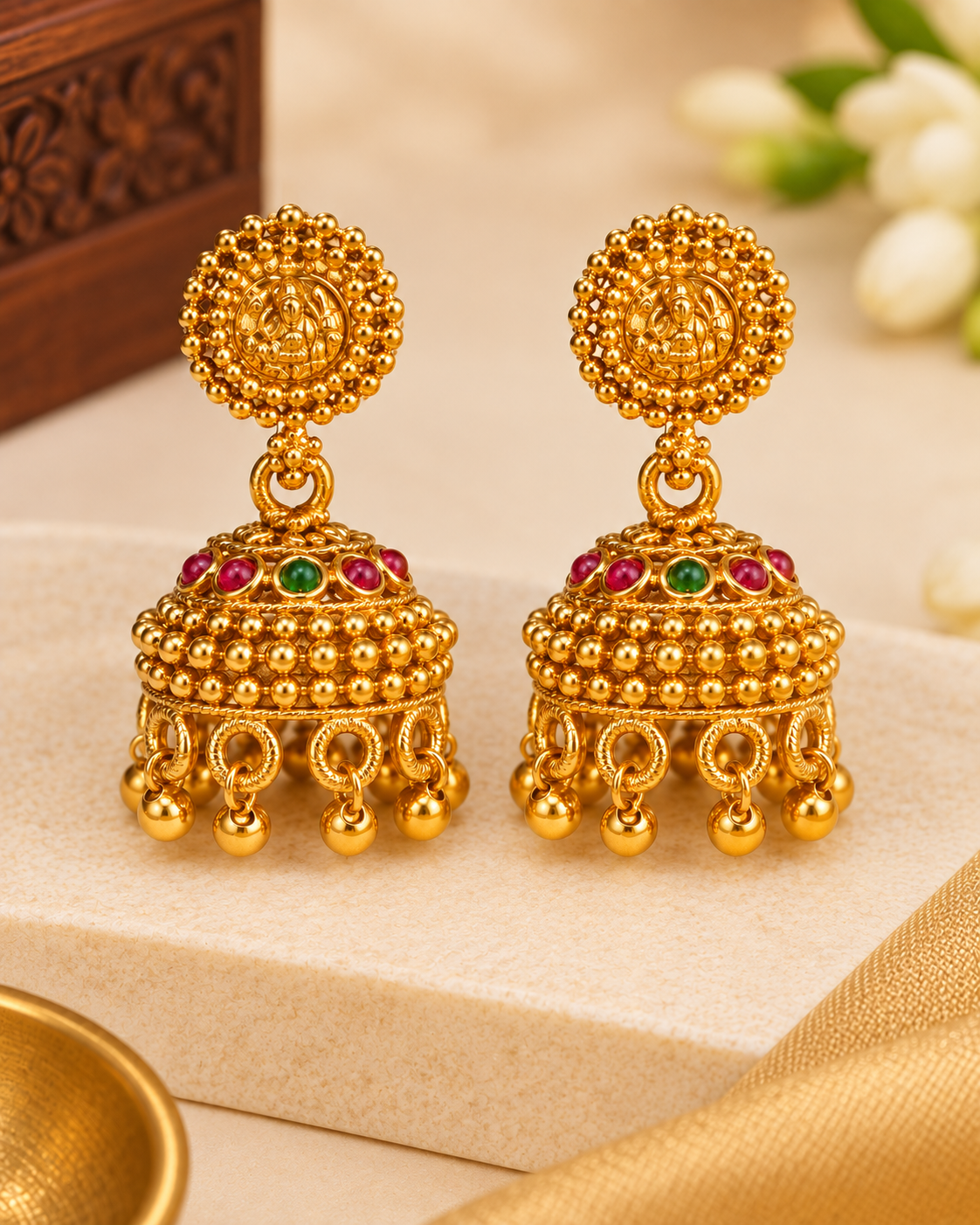 Gold Temple Bridal Necklace& Long chain Set | ONK289