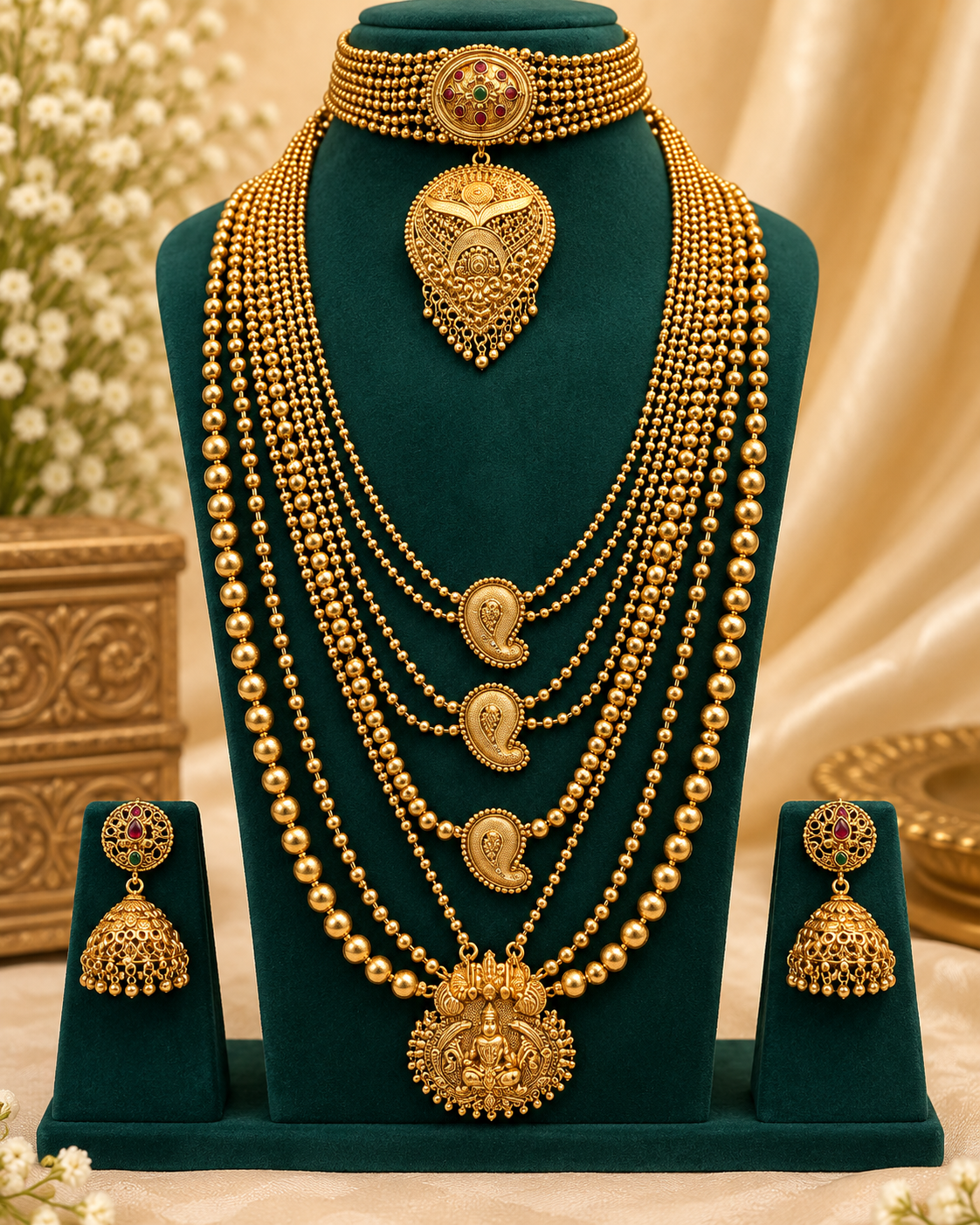 Gold Lakshmi Bridal Jewellery Set | ONK298