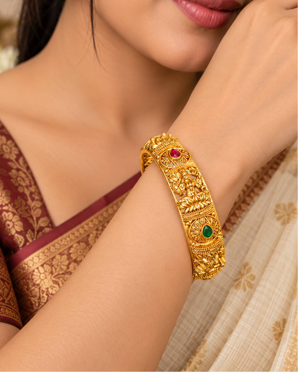 Lakshmi Red & Green Bangle | ONK300