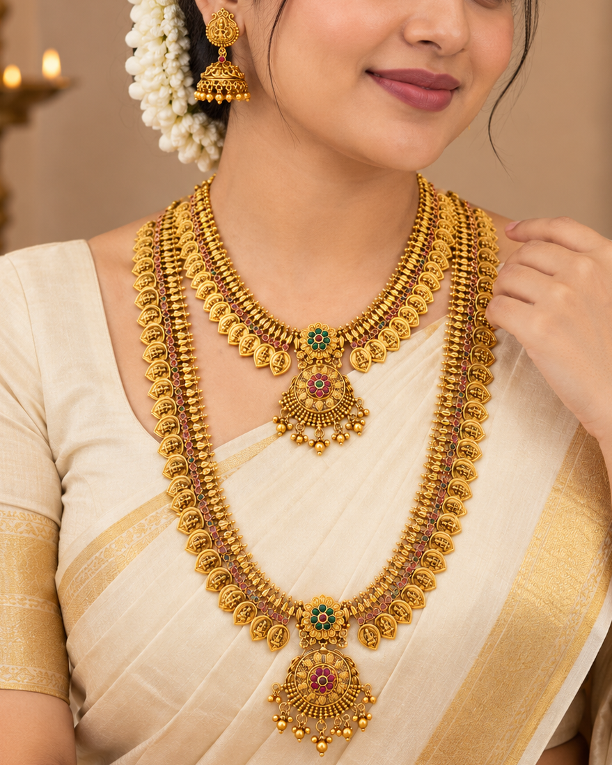 Antique Gold Lakshmi Bridal Jewellery Set  | ONK304